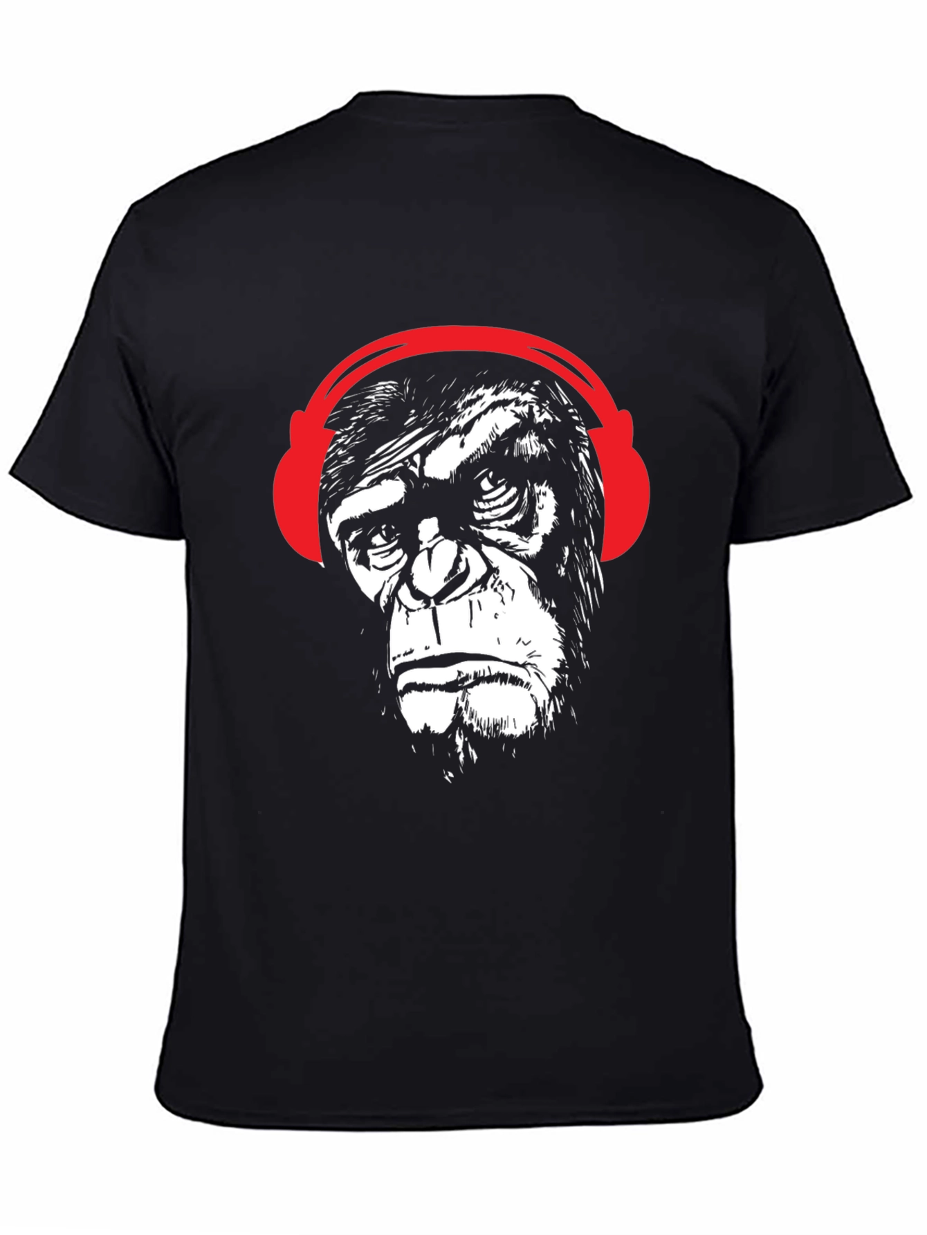 Cool Ape with Headphones Graphic Tee - Black