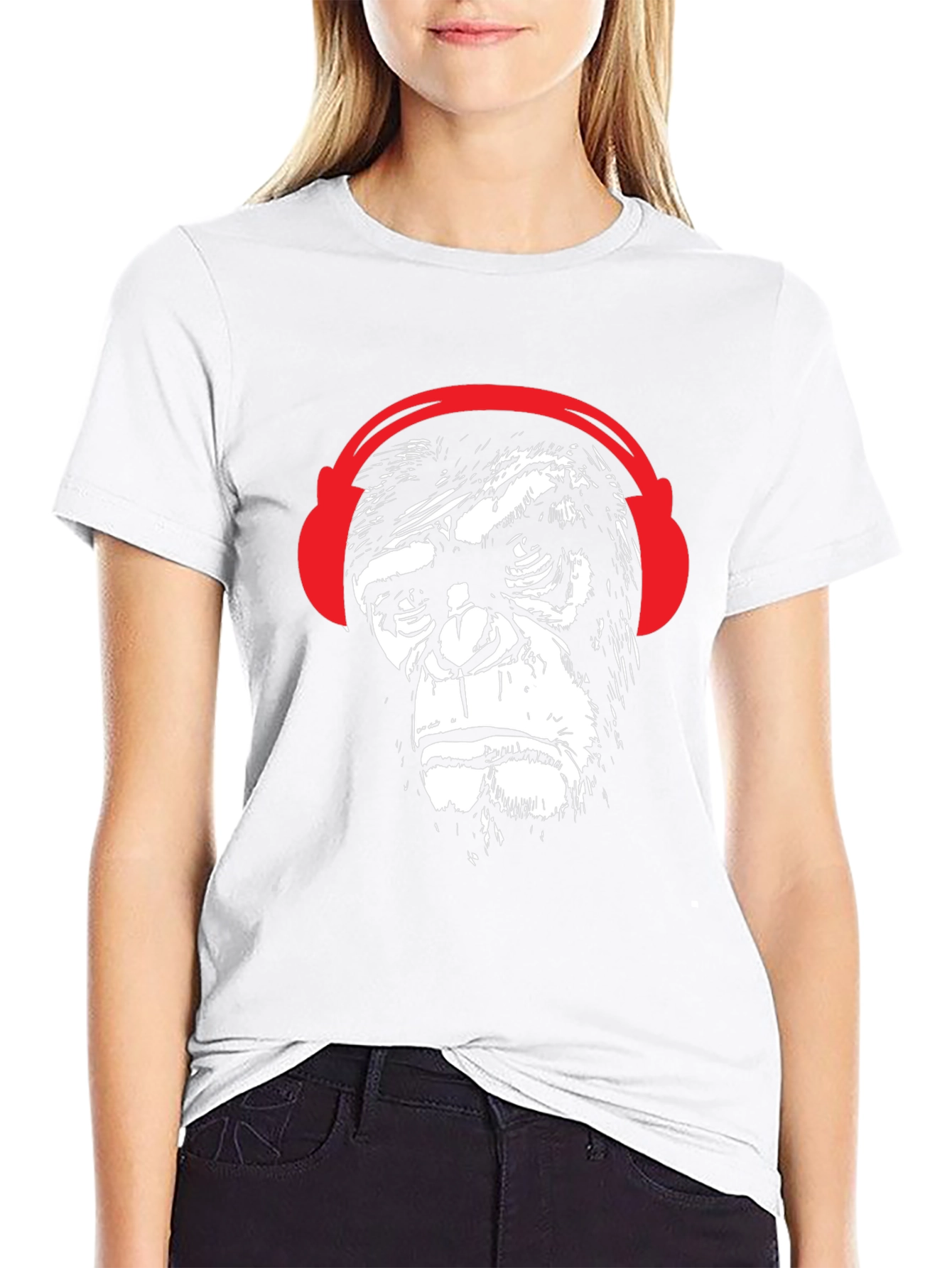 Cool Ape with Headphones Graphic Tee - Black