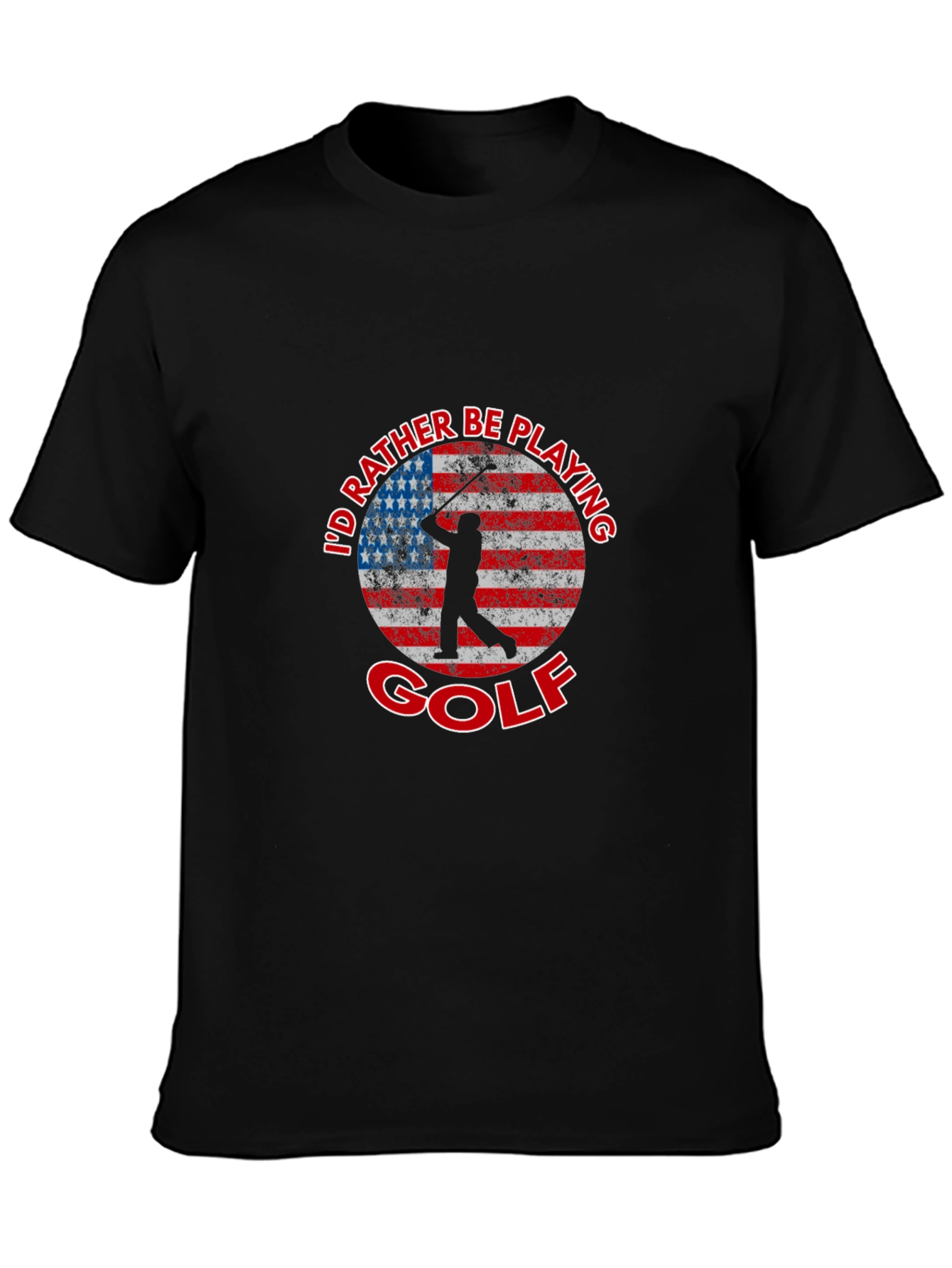 Id Rather Be Playing Golf American Flag T-Shirt