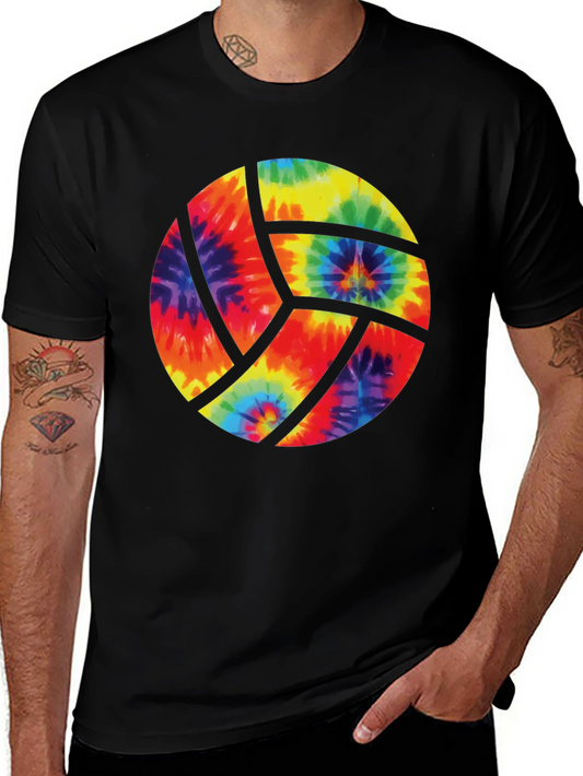 Tie Dye Volleyball Graphic Tee - Black
