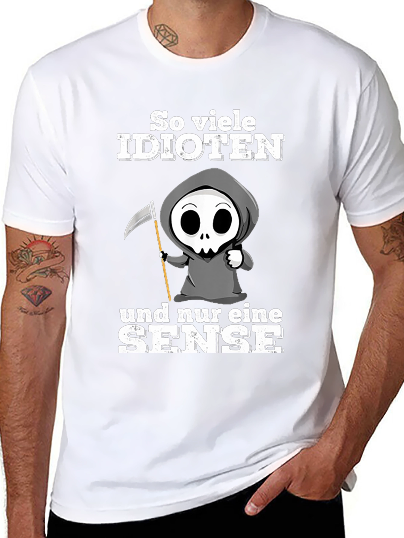 Grim Reaper T-Shirt - Too Many Idiots!