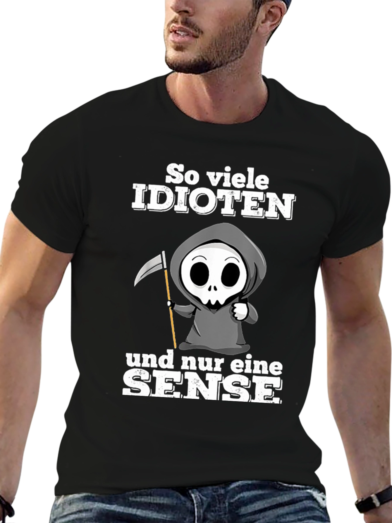 Grim Reaper T-Shirt - Too Many Idiots!