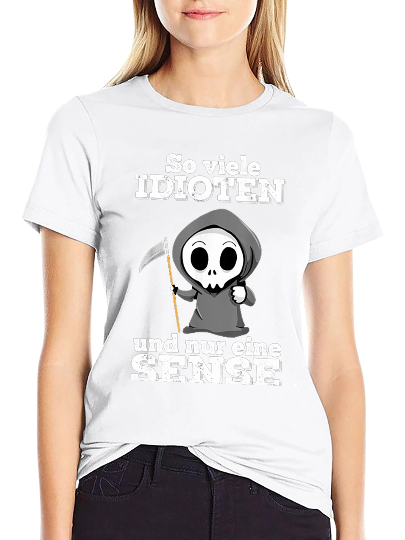 Grim Reaper T-Shirt - Too Many Idiots!
