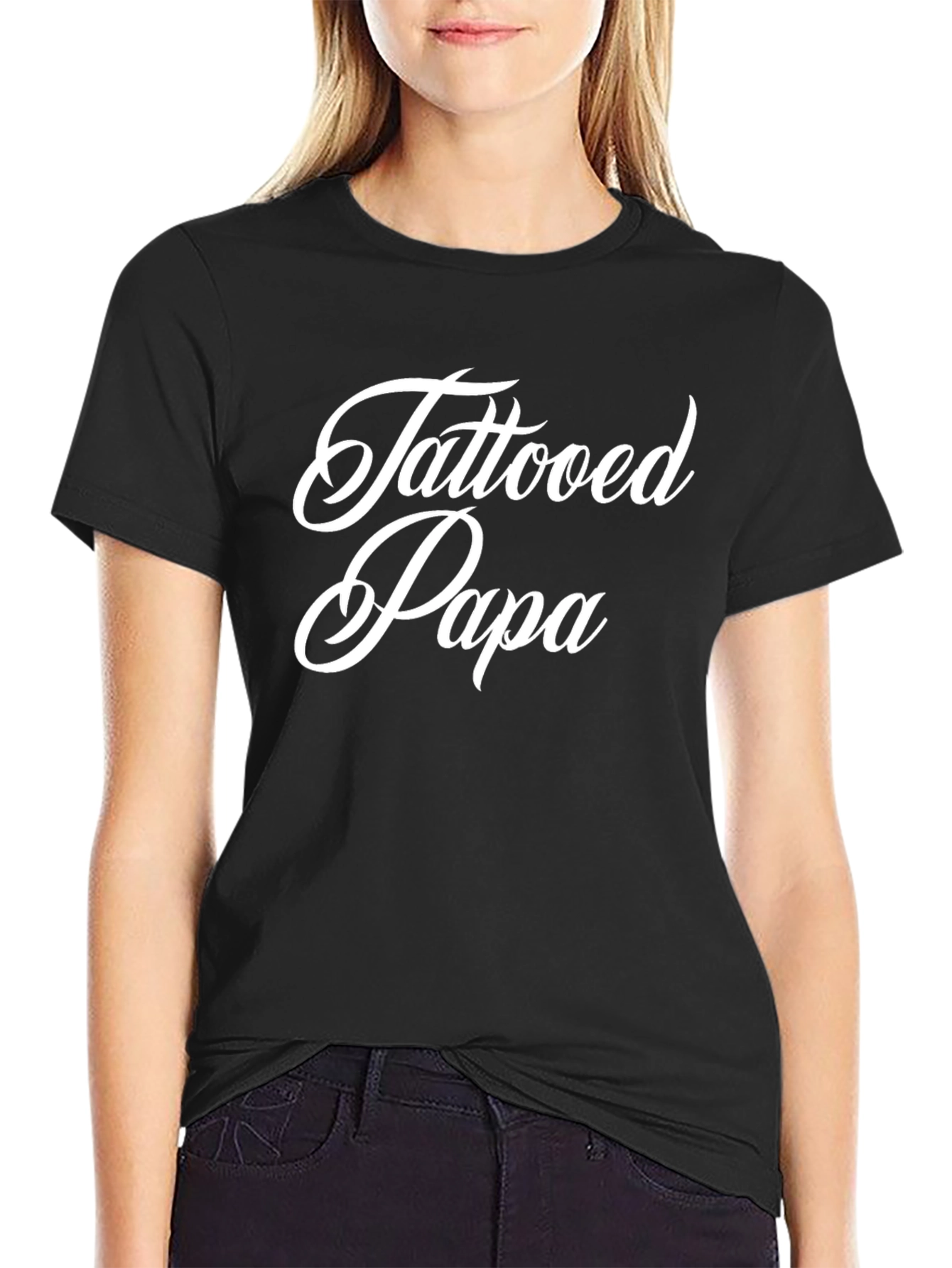 Tattooed Papa Black Crewneck T-Shirt