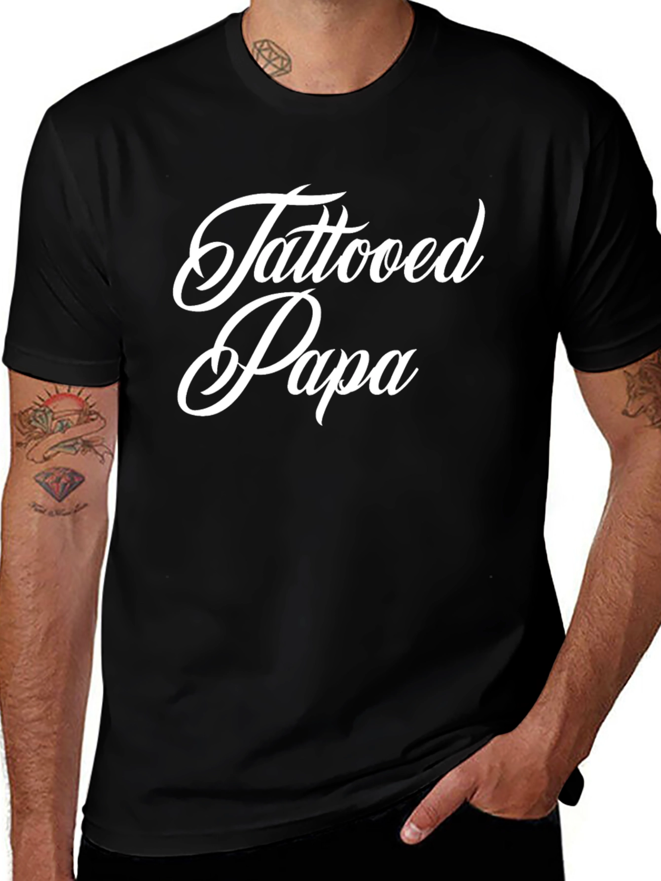 Tattooed Papa Black Crewneck T-Shirt