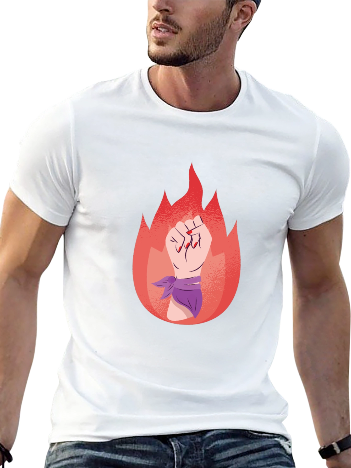 Feminist Fist Flame Graphic Tee - Black