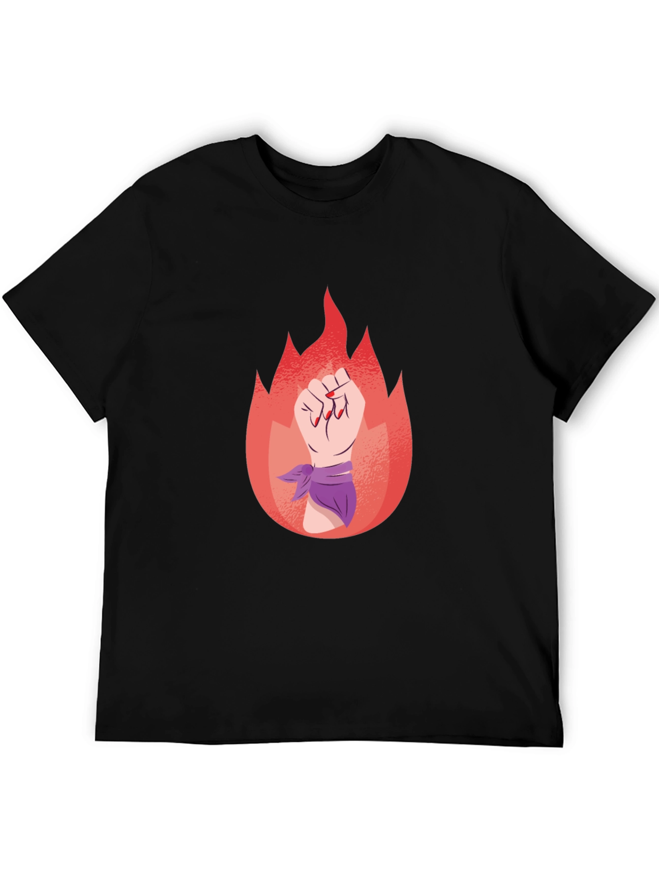 Feminist Fist Flame Graphic Tee - Black