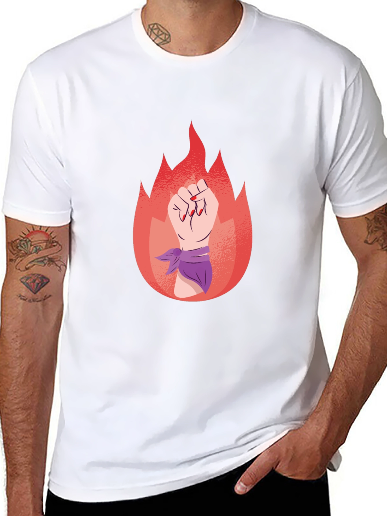 Feminist Fist Flame Graphic Tee - Black