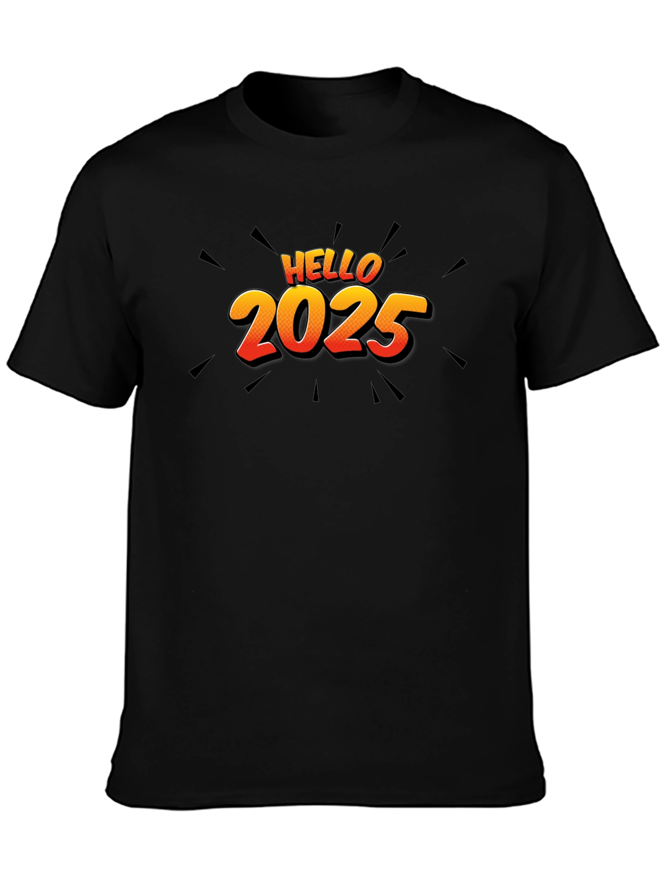 Hello 2025 Graphic Black T-Shirt