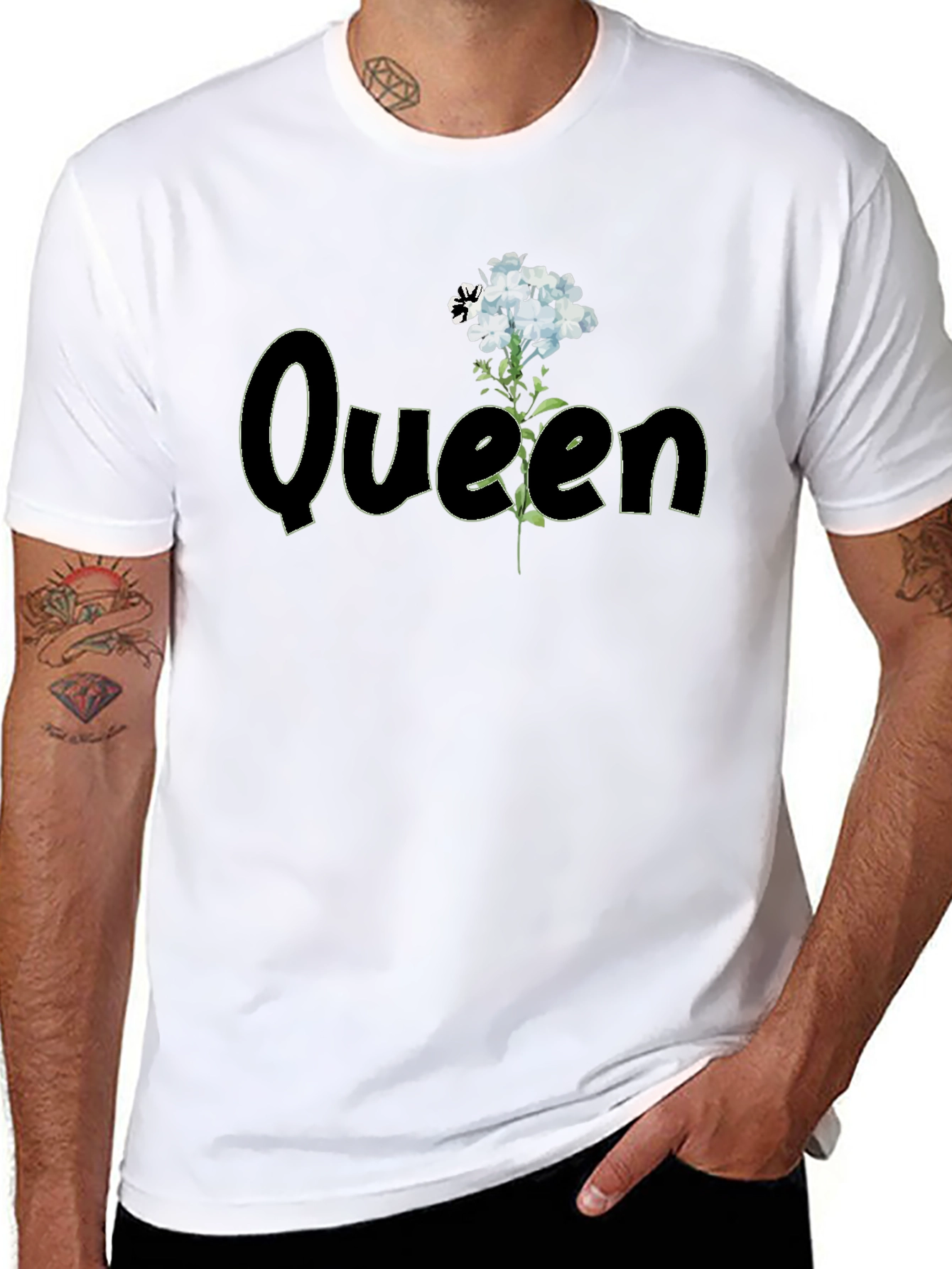 Queen Floral Graphic T-Shirt - Black