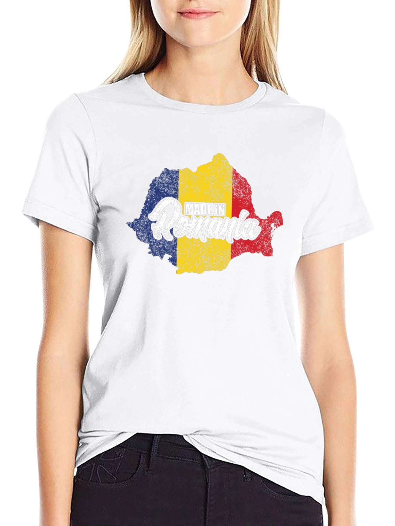 Made in Romania Flag Map T-Shirt