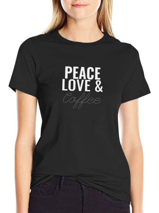 Peace Love & Coffee Black Graphic Tee