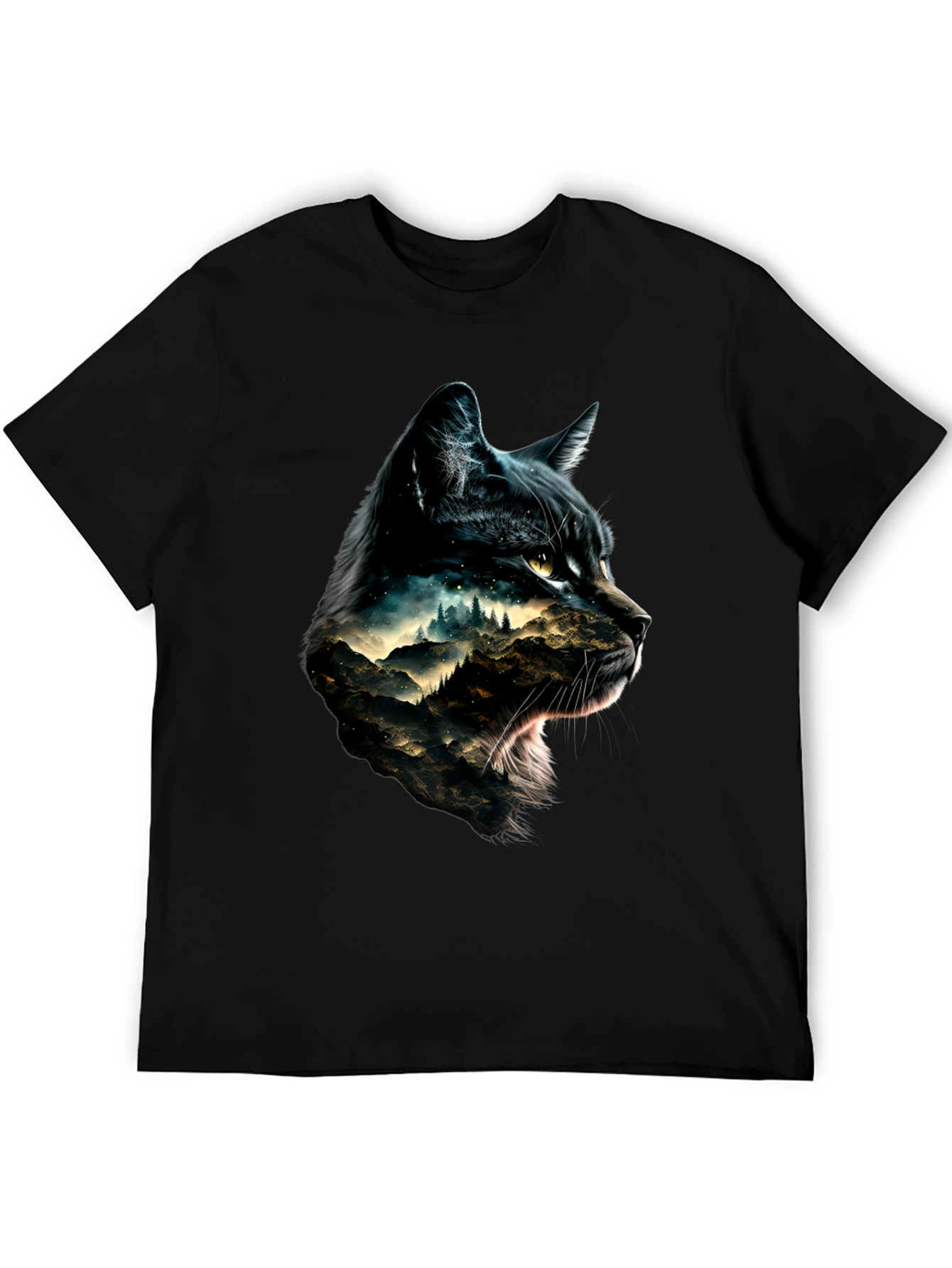 Black Cat Mountain Scene Graphic Tee