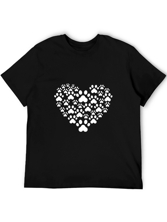 Paw Print Heart T-Shirt - Black
