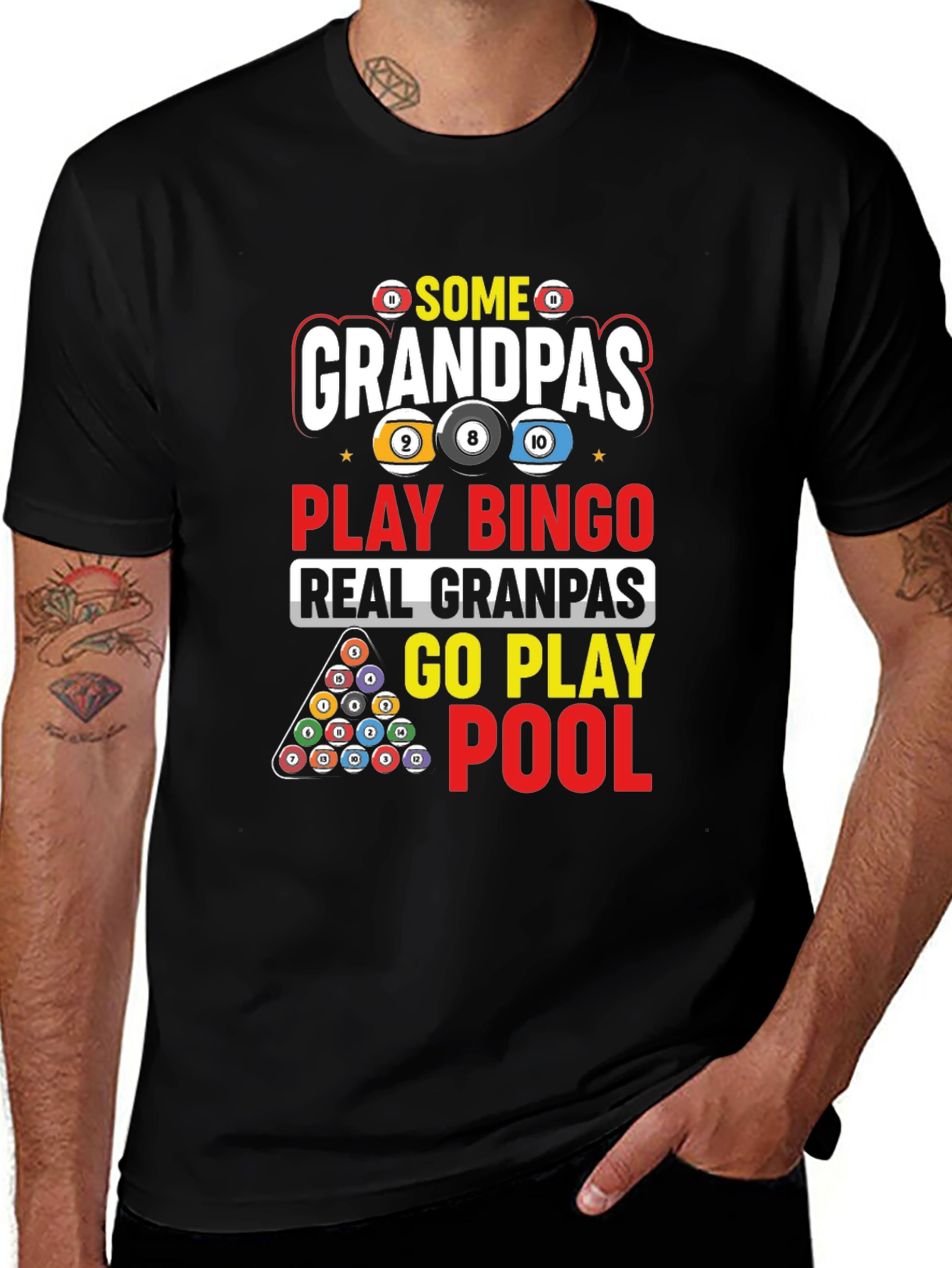 Grandpas Play Pool Graphic T-Shirt