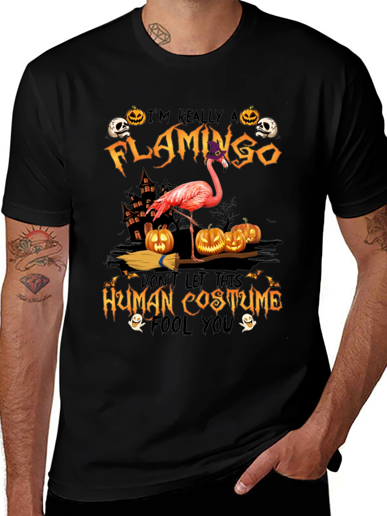 Funny Halloween Flamingo Costume T-Shirt