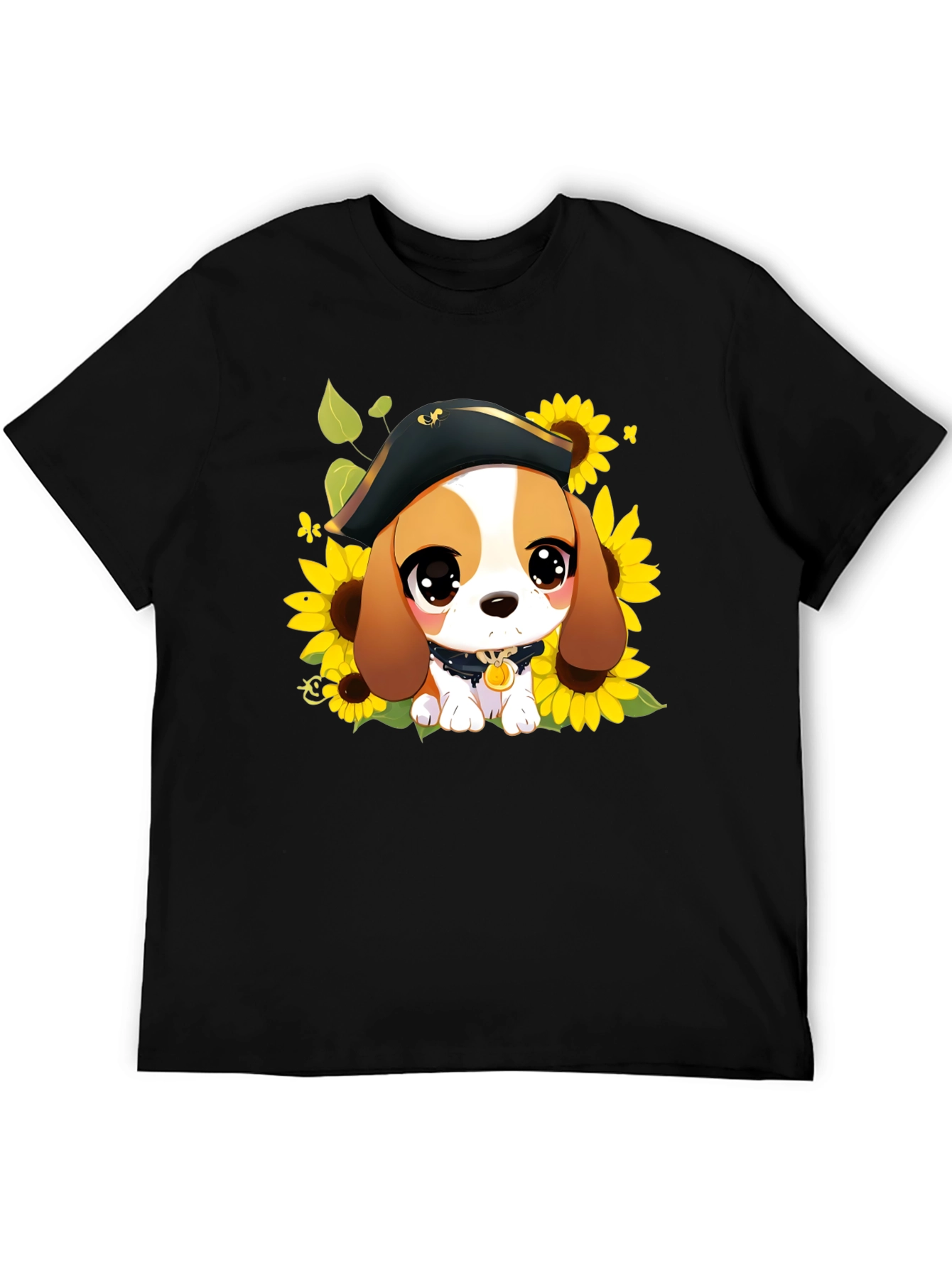 Cute Cartoon Beagle in Pirate Hat T-Shirt