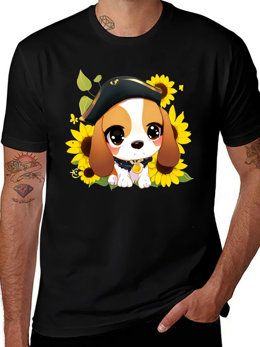 Cute Cartoon Beagle in Pirate Hat T-Shirt