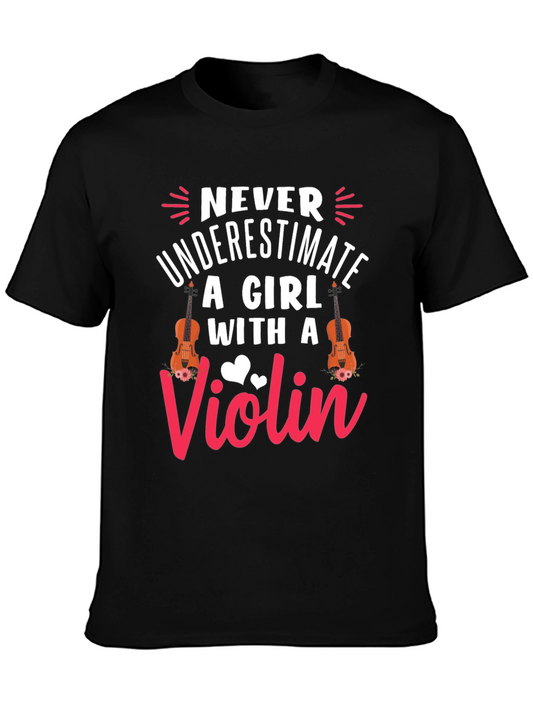Never Underestimate A Girl With A Violin T-Shirt