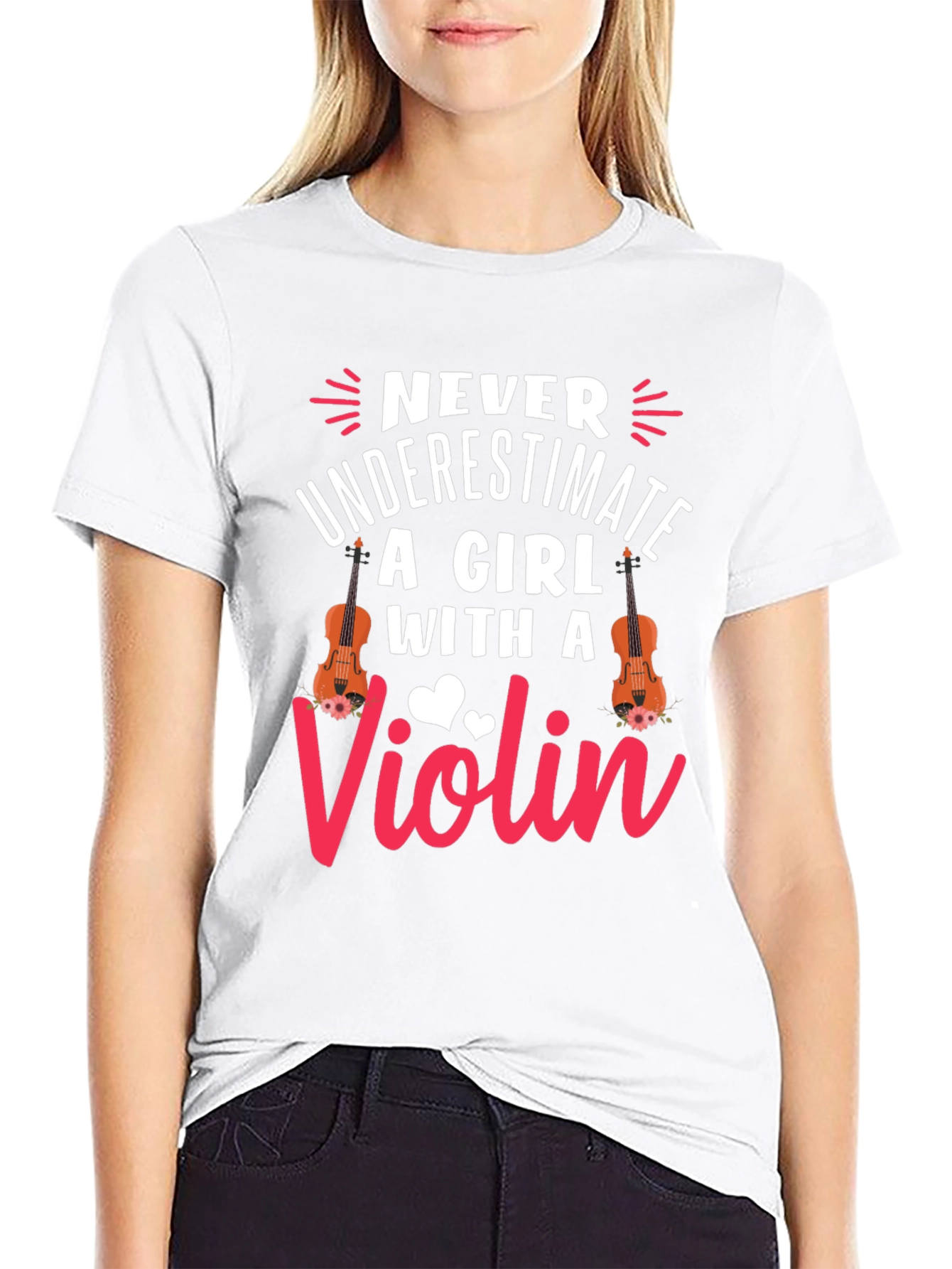 Never Underestimate A Girl With A Violin T-Shirt