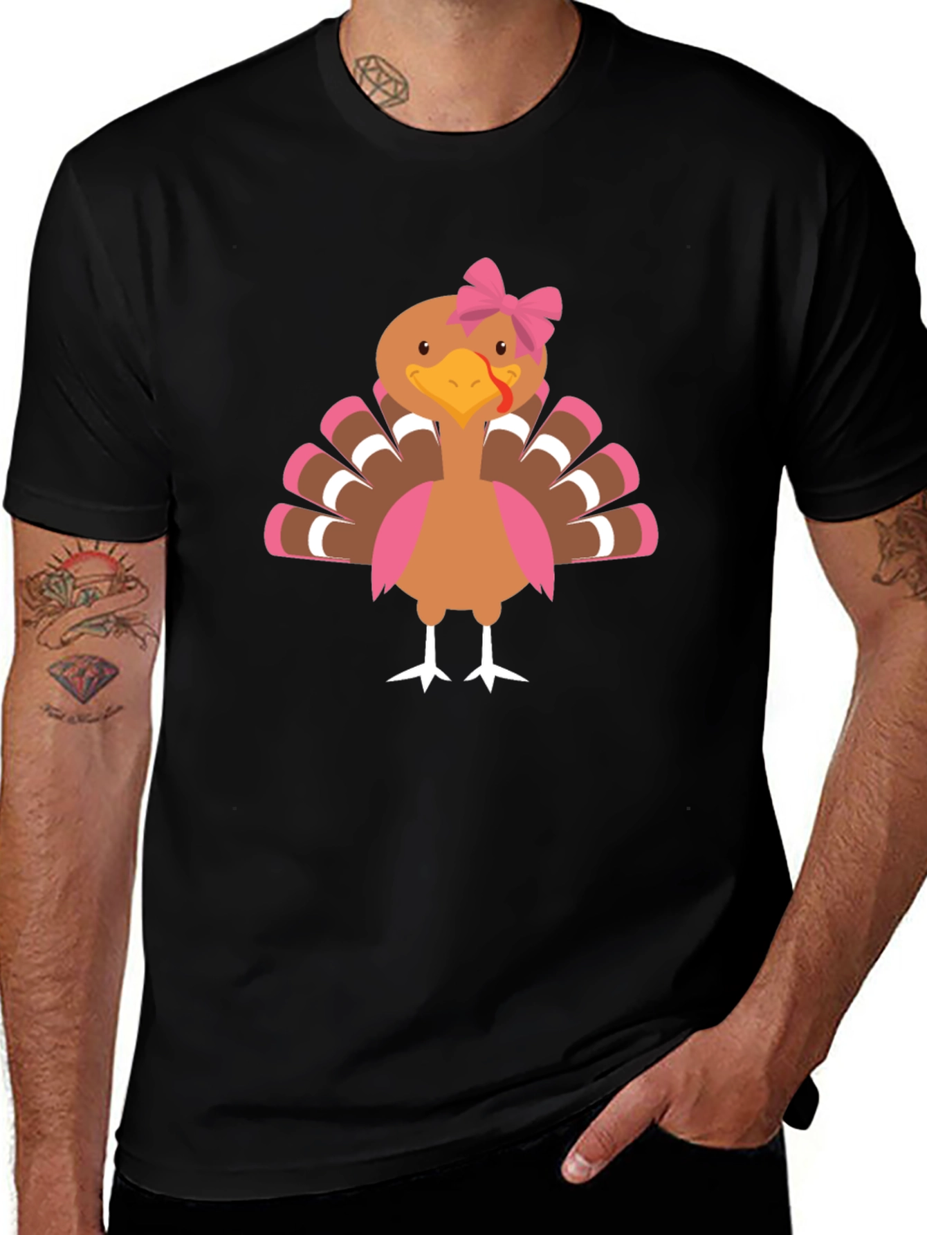Festive Turkey Graphic Tee - Thanksgiving Apparel