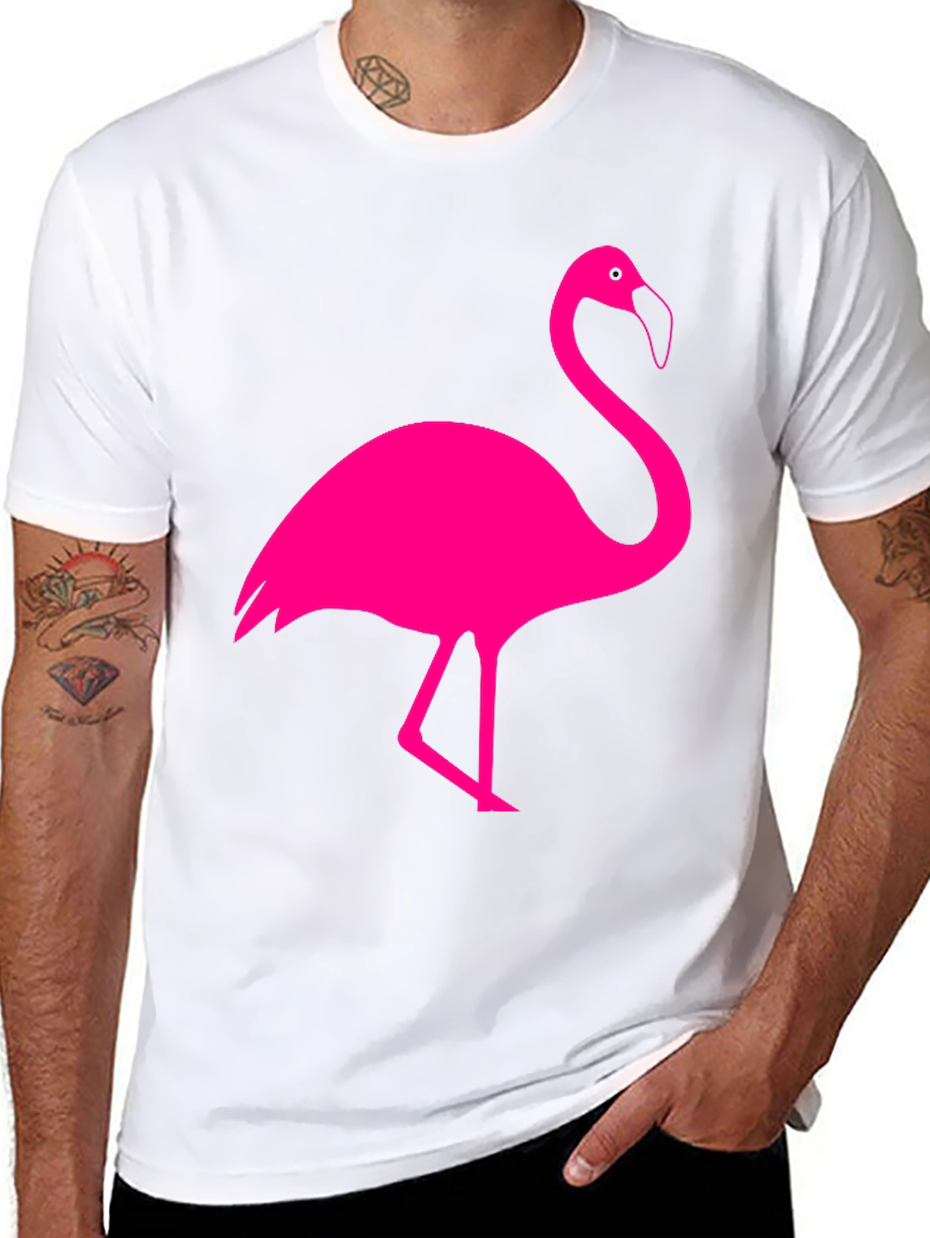Pink Flamingo Black T-Shirt