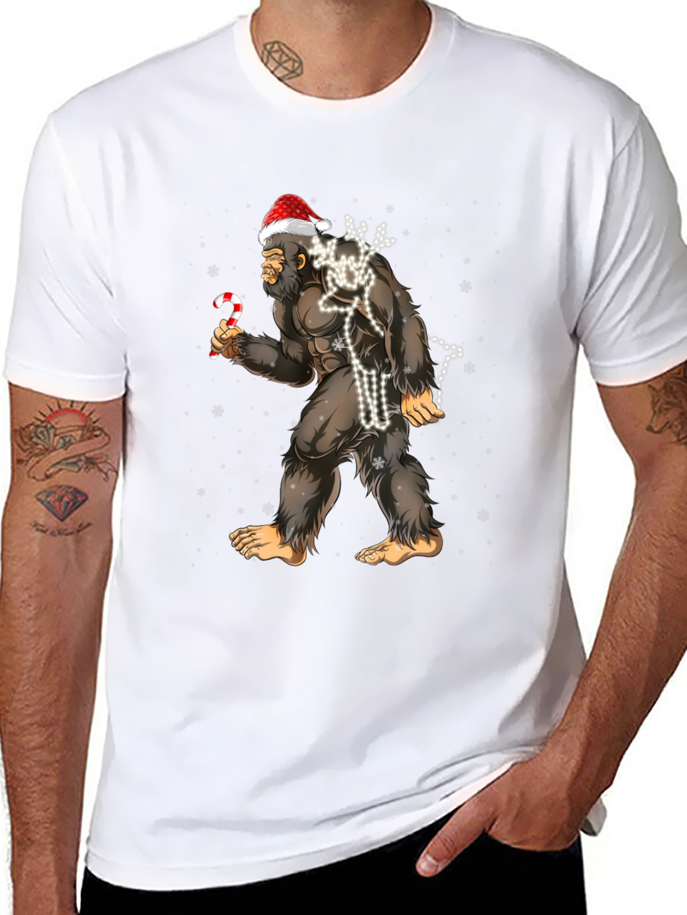 Festive Bigfoot Christmas T-Shirt