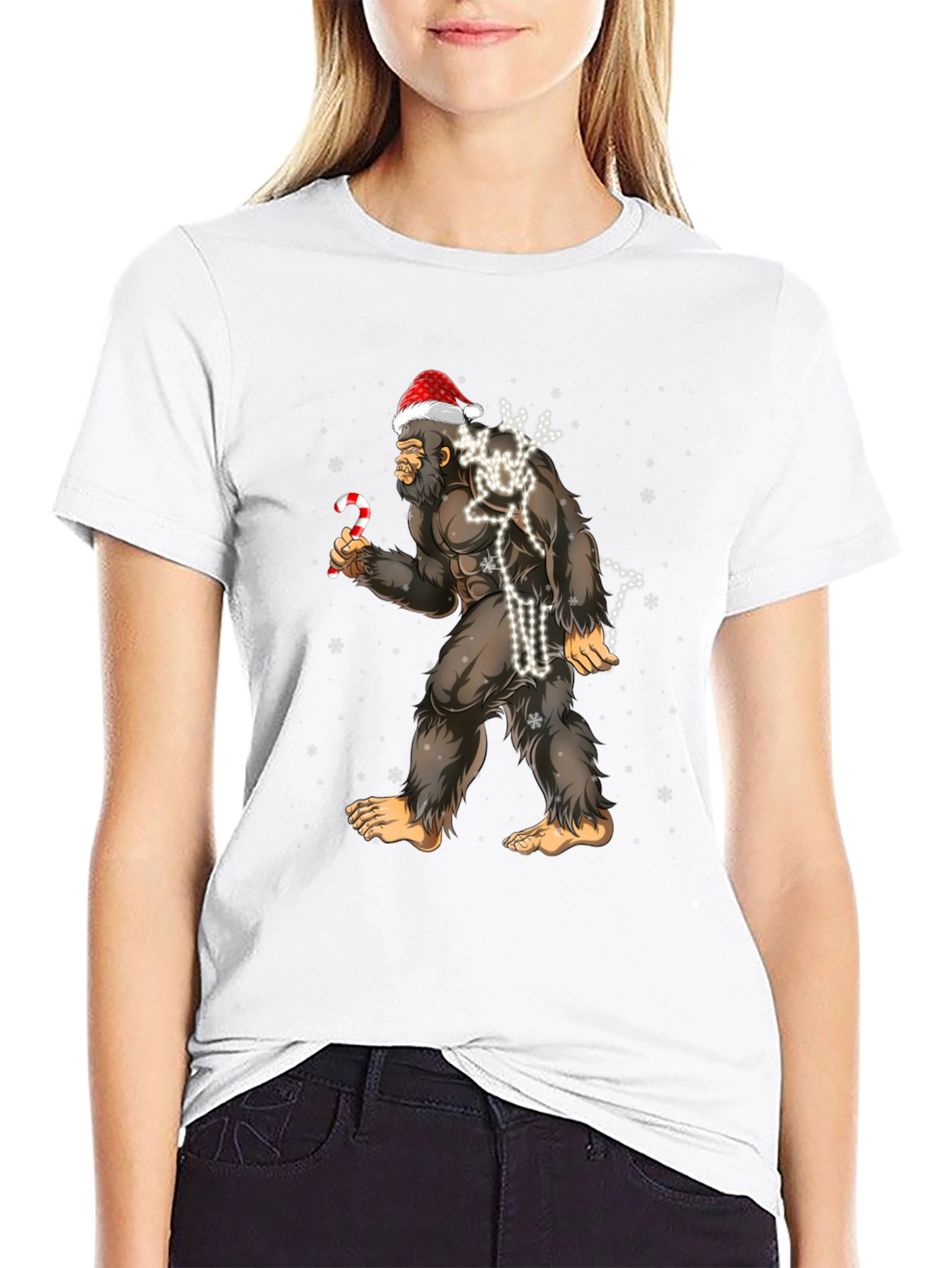 Festive Bigfoot Christmas T-Shirt