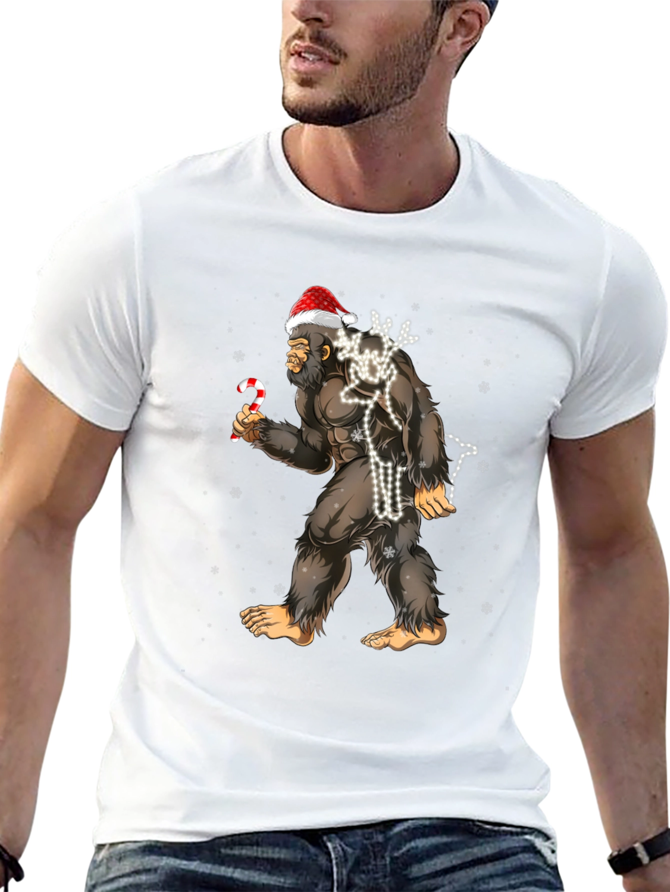 Festive Bigfoot Christmas T-Shirt