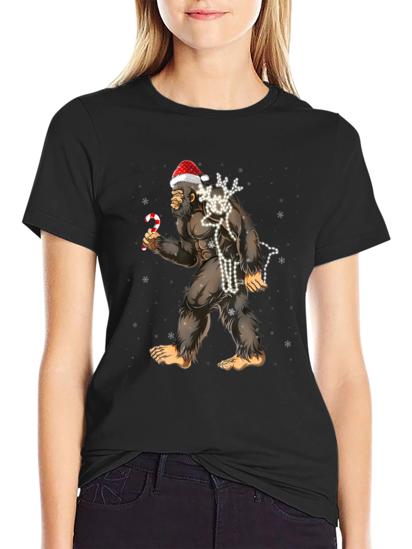Festive Bigfoot Christmas T-Shirt