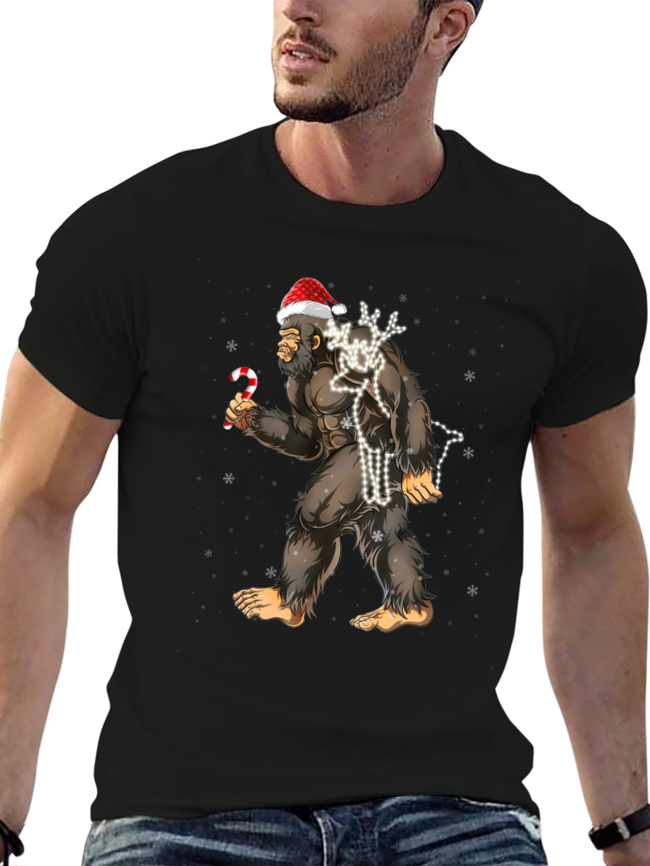 Festive Bigfoot Christmas T-Shirt