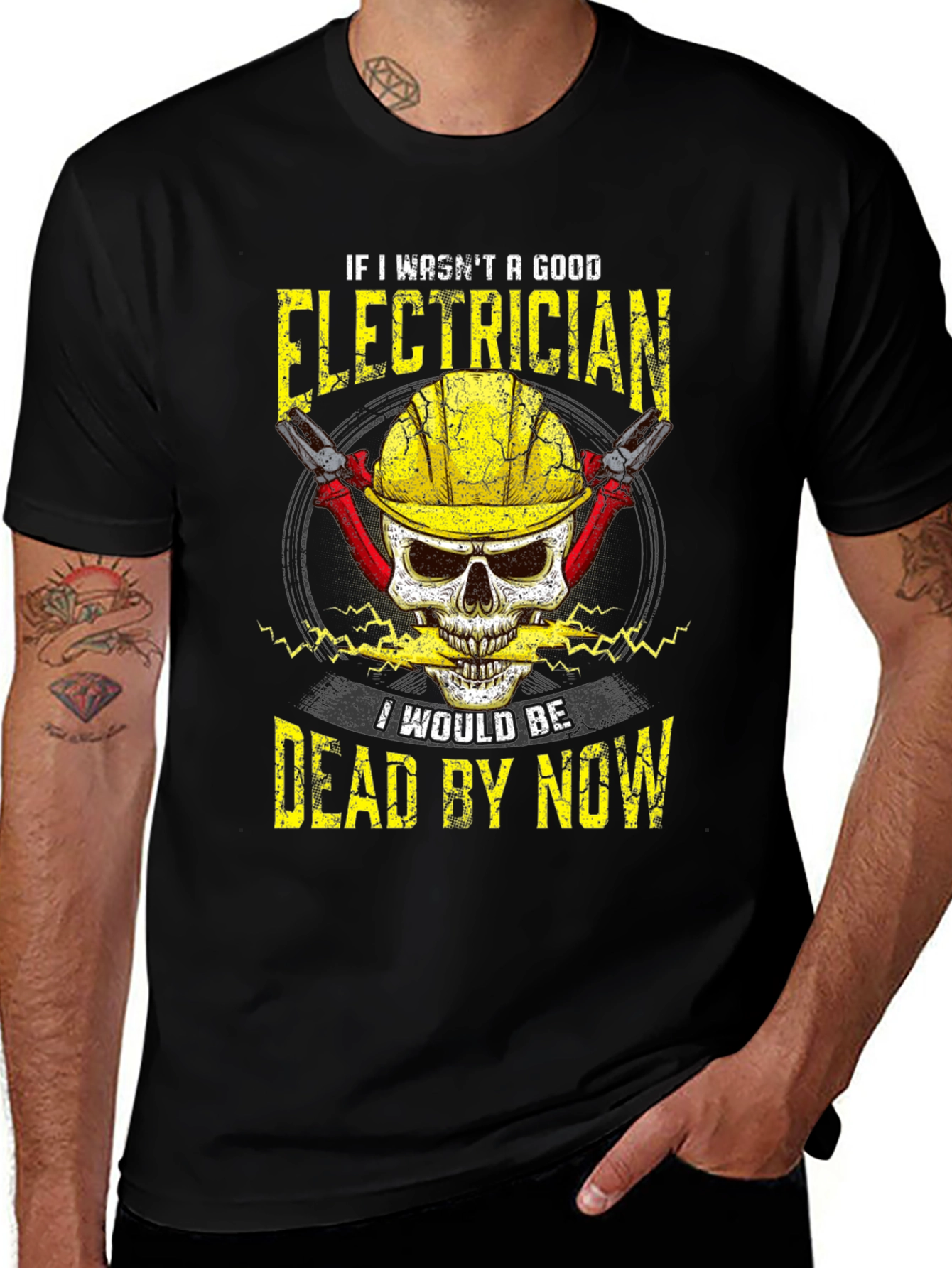 Electrician Skull Graphic Tee - Safety First!