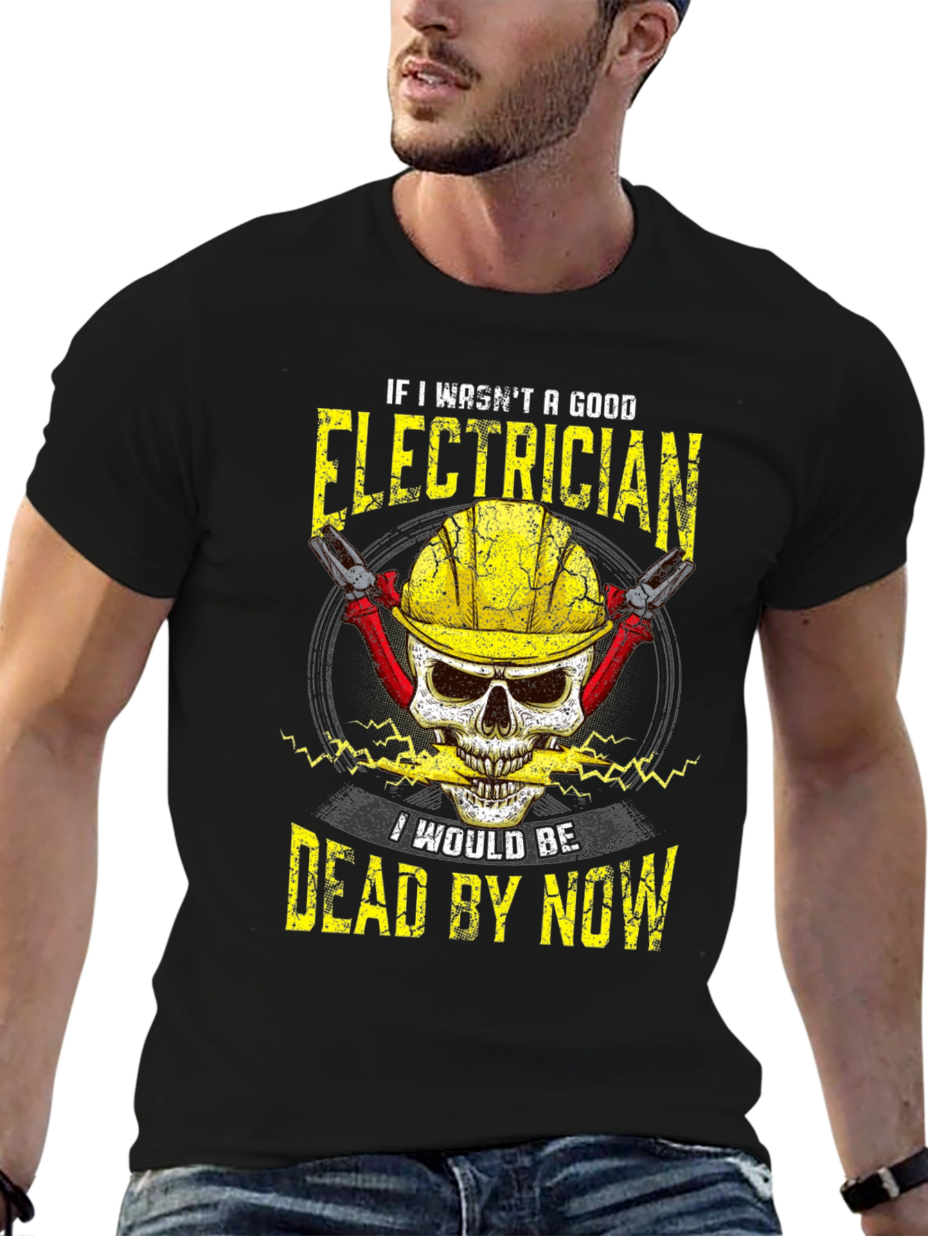 Electrician Skull Graphic Tee - Safety First!