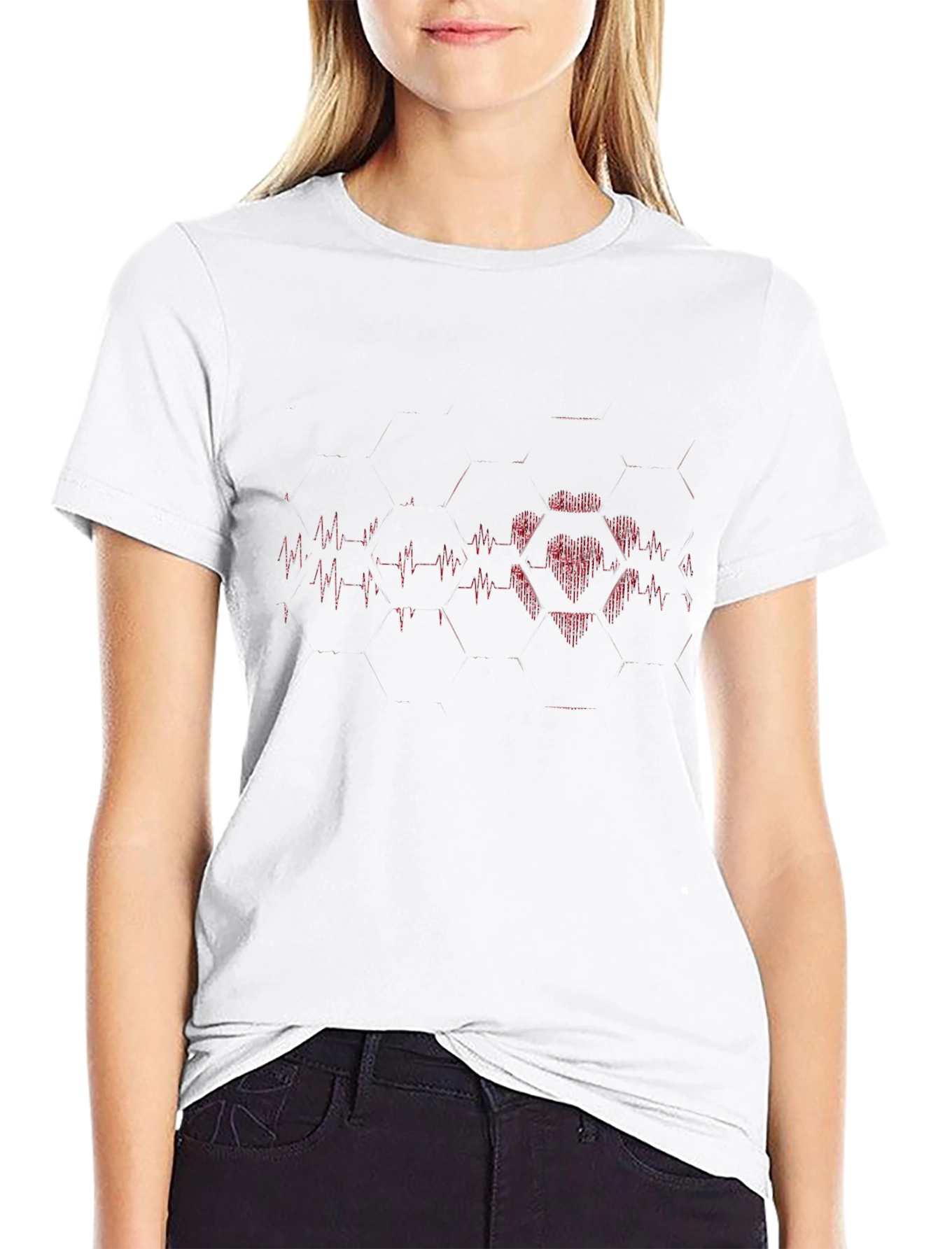 Heartbeat Hexagon Graphic Tee - Black