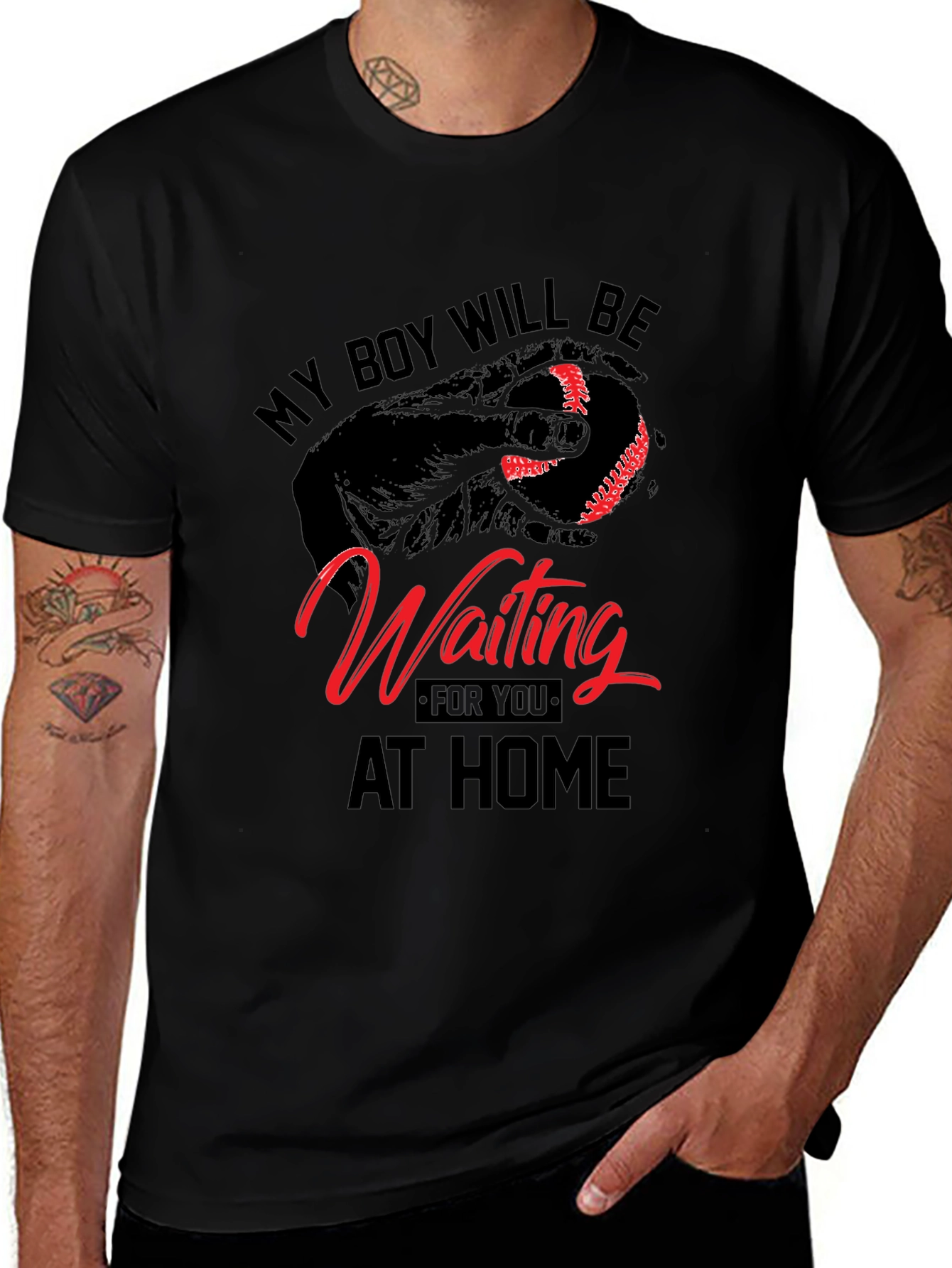 My Boy Will Be Waiting at Home Baseball T-Shirt