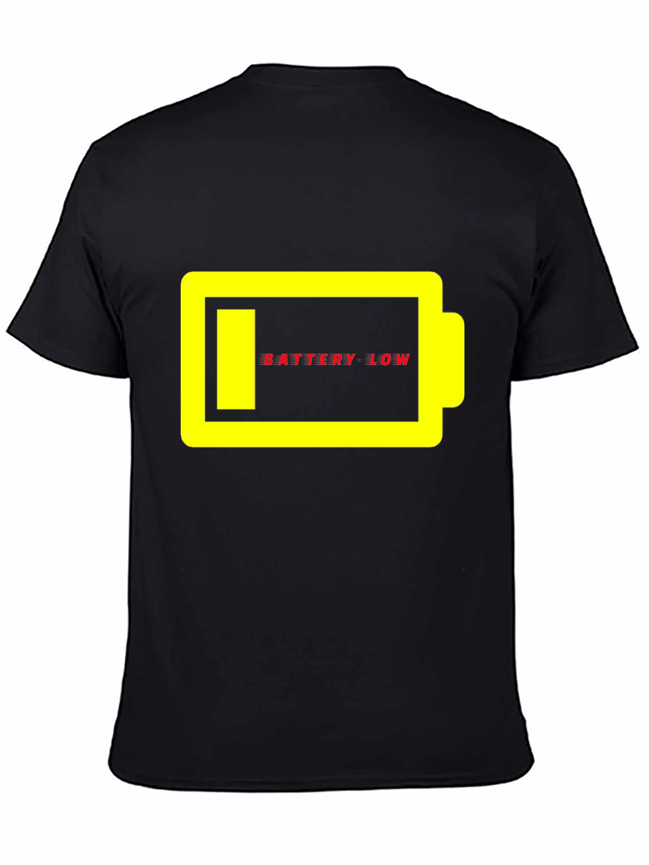 Battery Low Graphic Tee - Black Cotton Casual T-Shirt