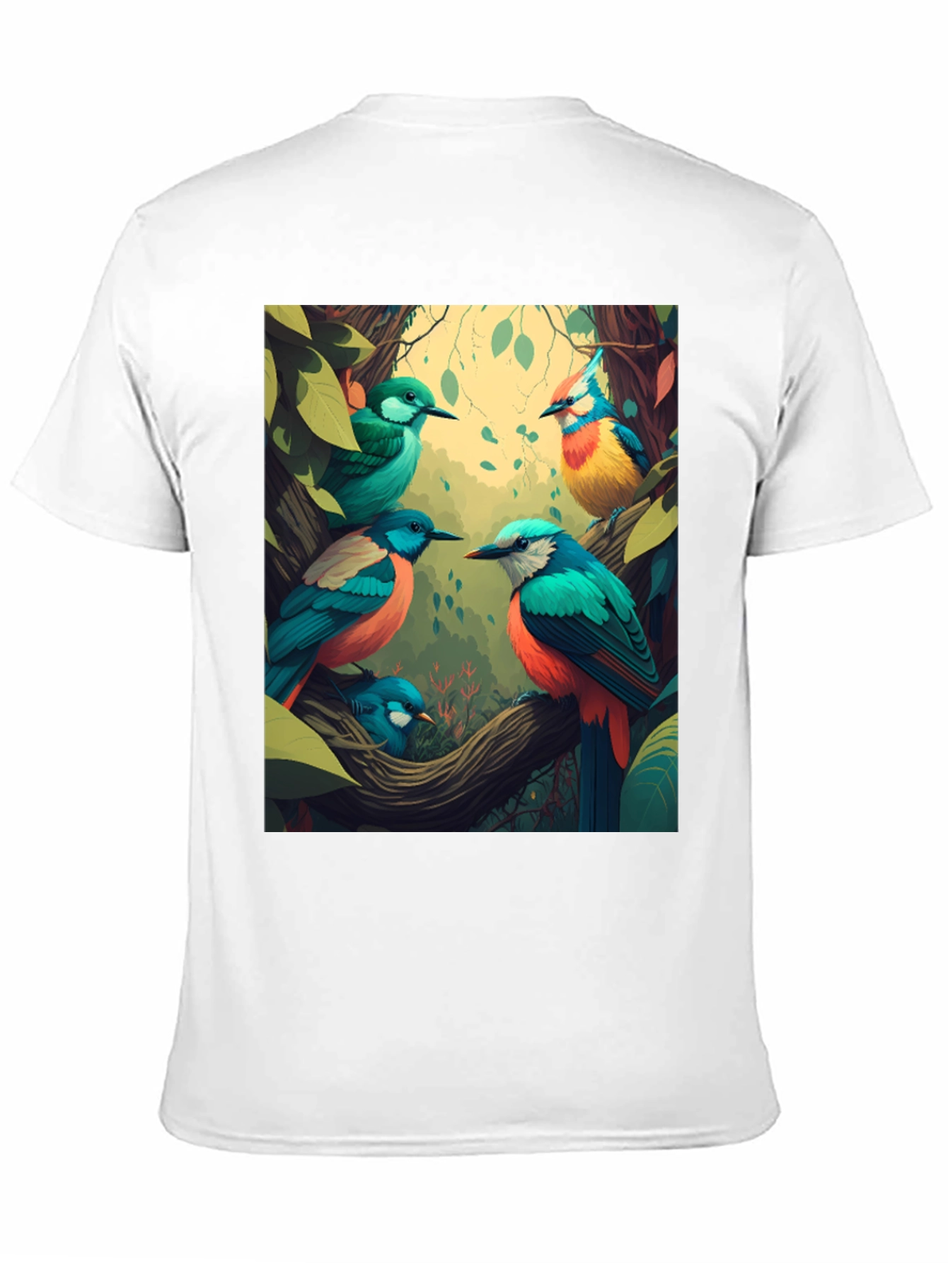 Vibrant Bird Print Tee - Nature Inspired Style