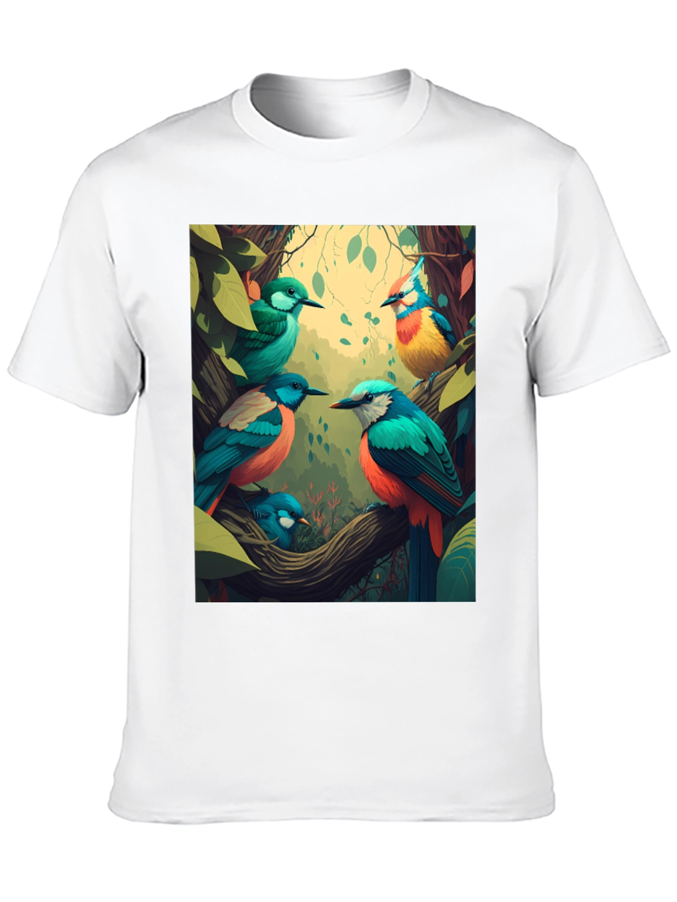 Vibrant Bird Print Tee - Nature Inspired Style