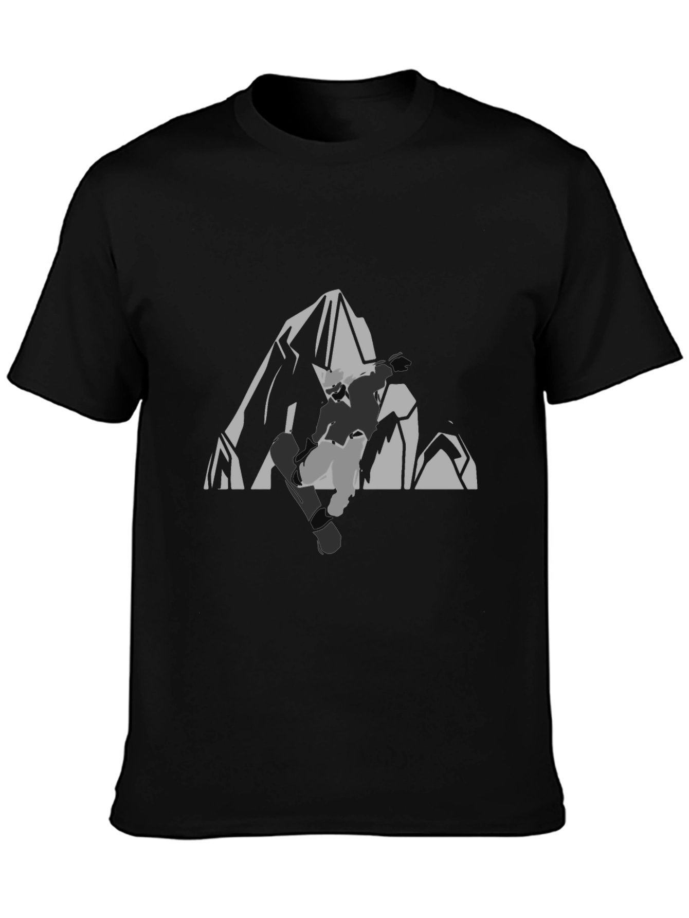 Mens Black Graphic Tee - Snowboard Mountain Design