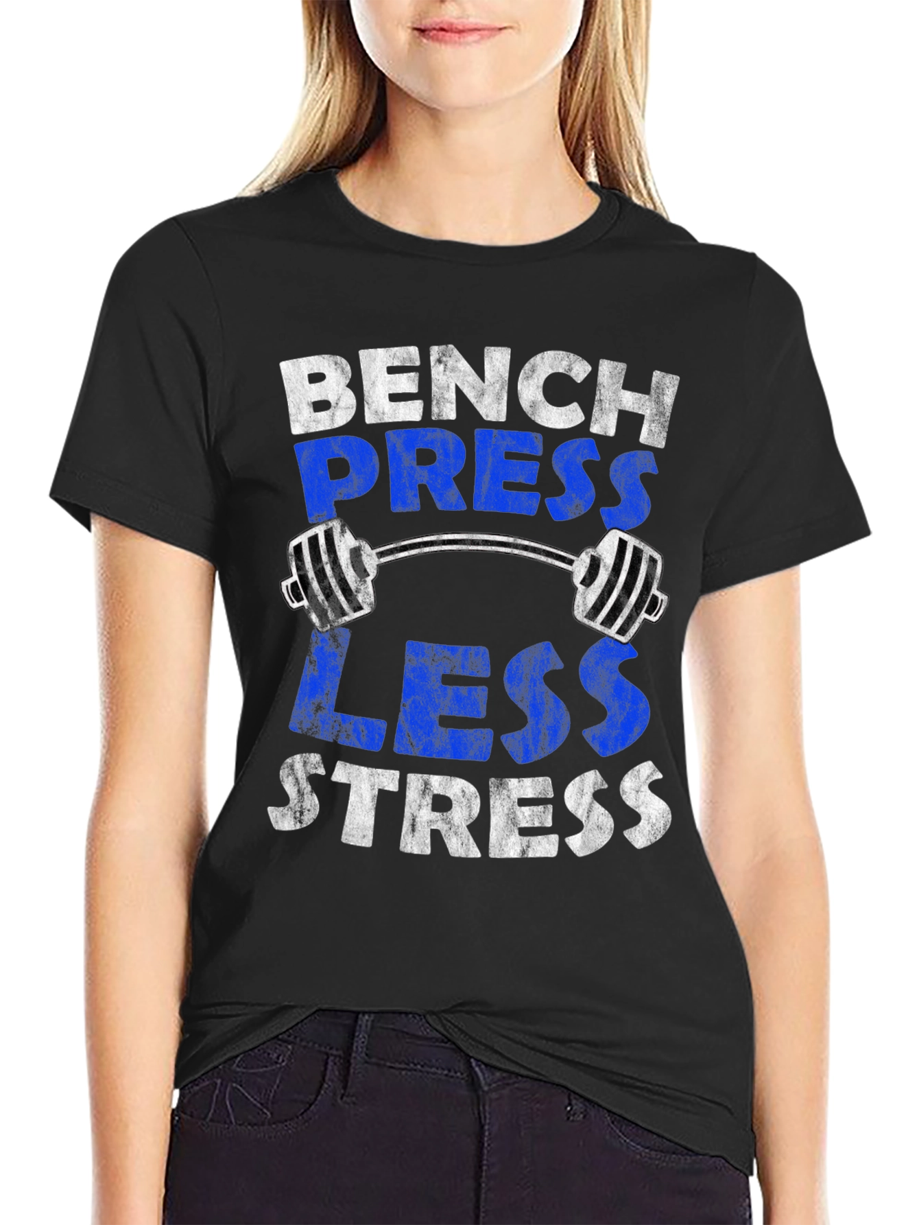 Bench Press Less Stress Graphic Tee