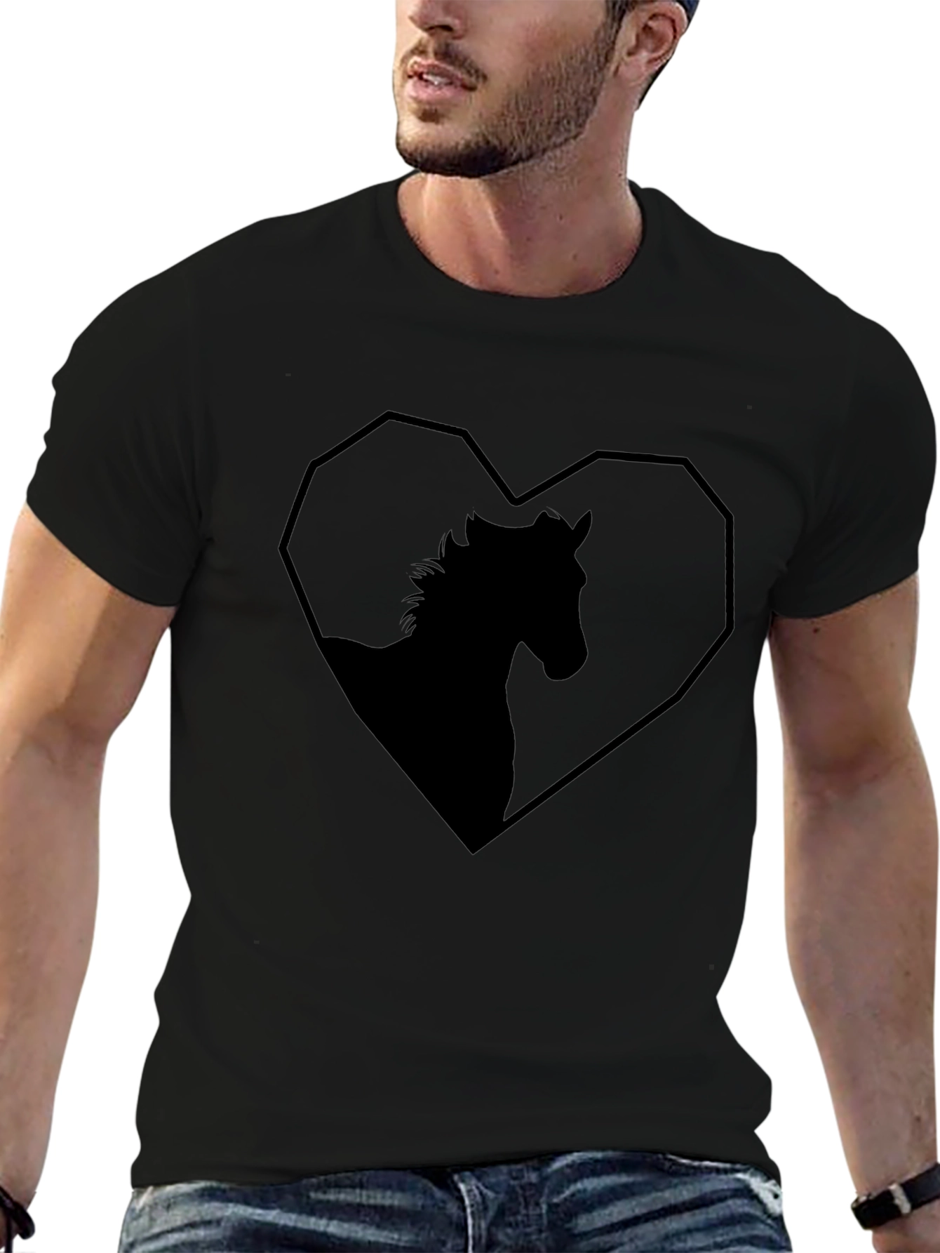 Horse Heart Graphic T-Shirt - Black