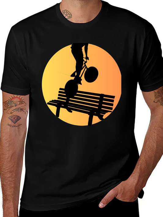 Silhouette Cyclist Graphic Tee - Black Cotton Blend
