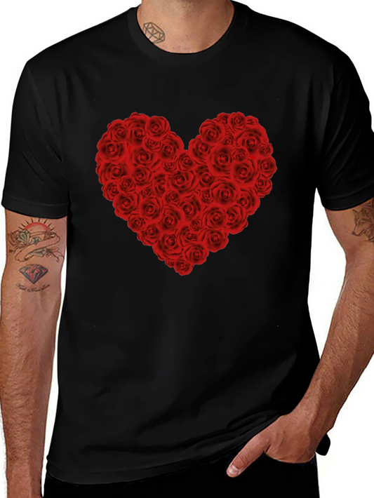 Rose Heart Graphic T-Shirt - Black