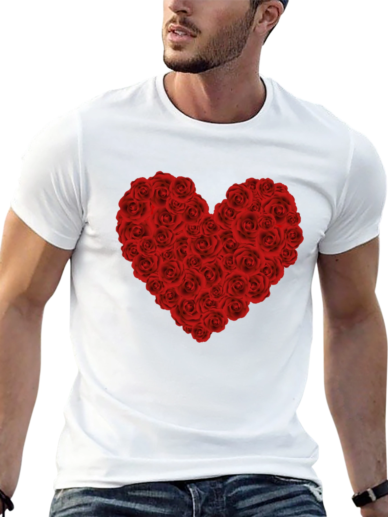 Rose Heart Graphic T-Shirt - Black