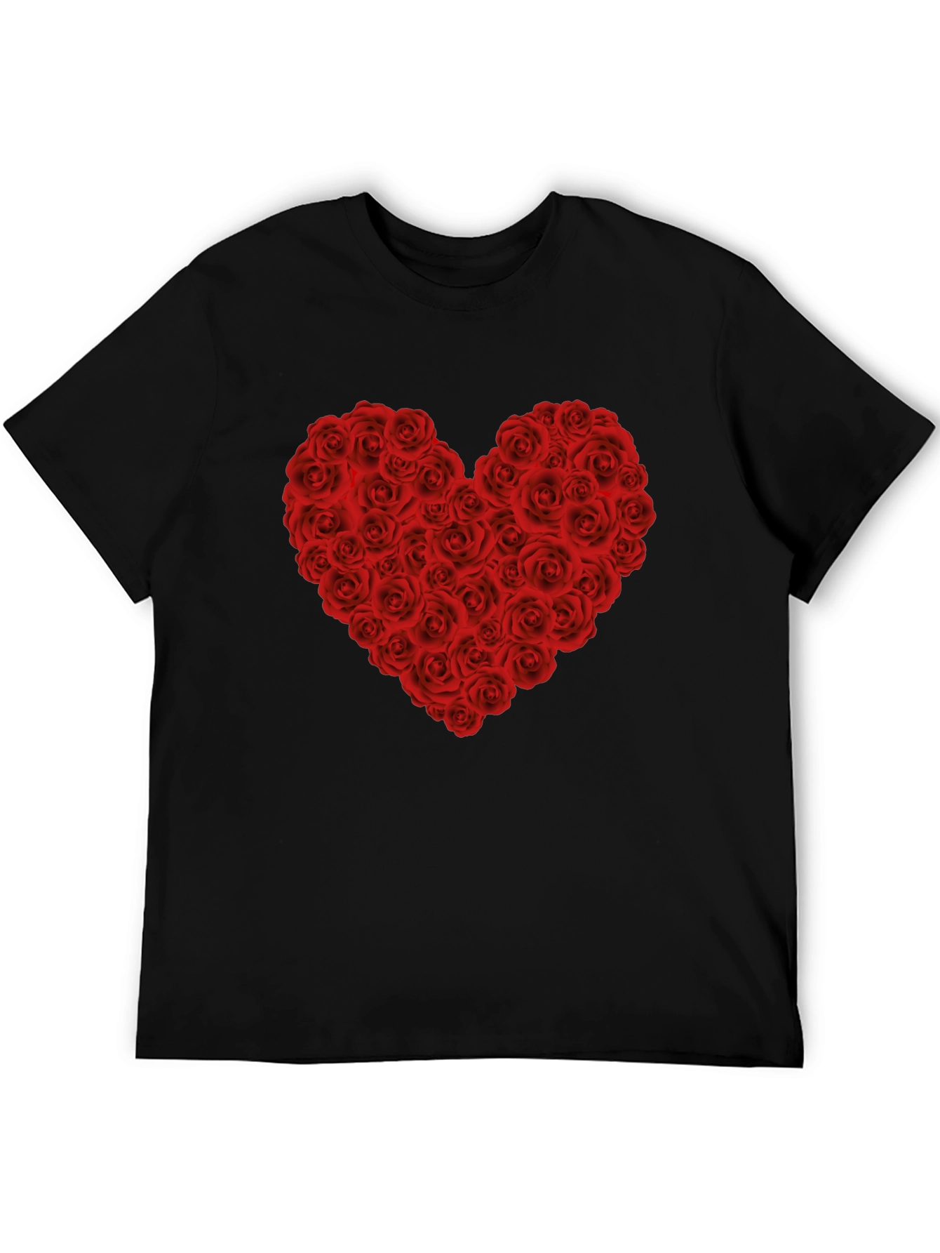 Rose Heart Graphic T-Shirt - Black