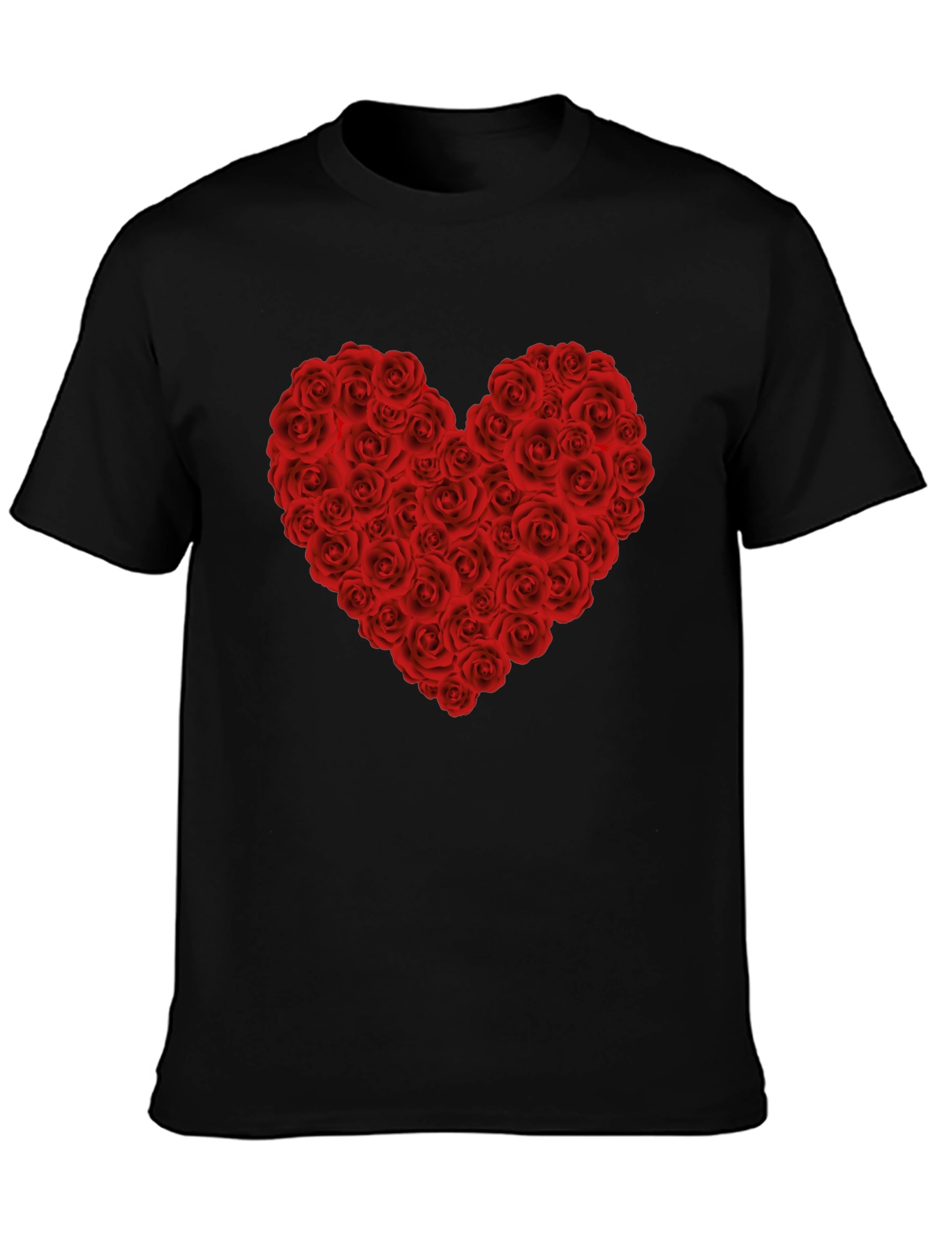 Rose Heart Graphic T-Shirt - Black
