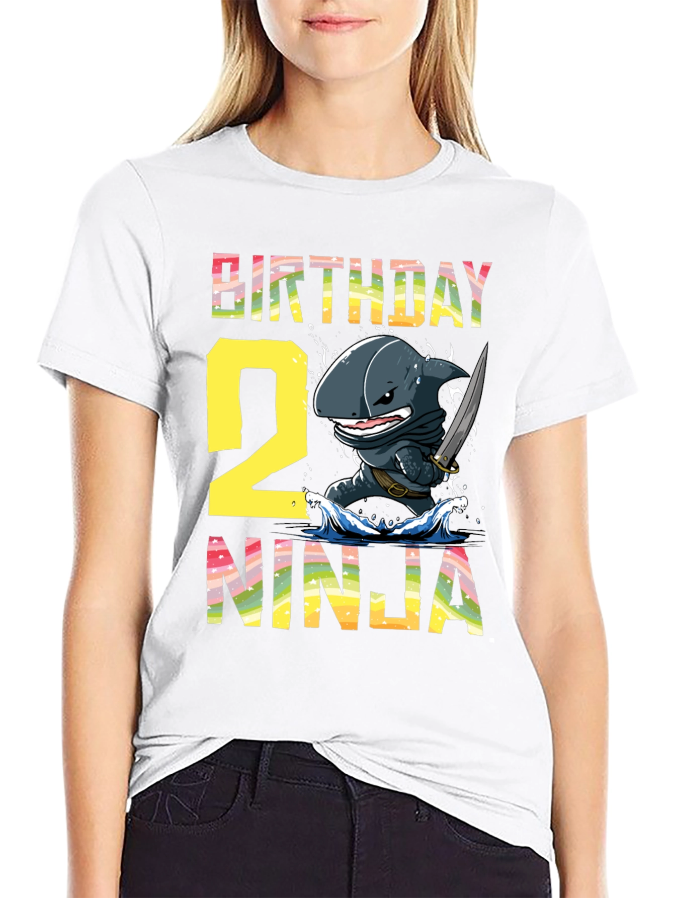Birthday Shark Ninja Second Birthday T-Shirt