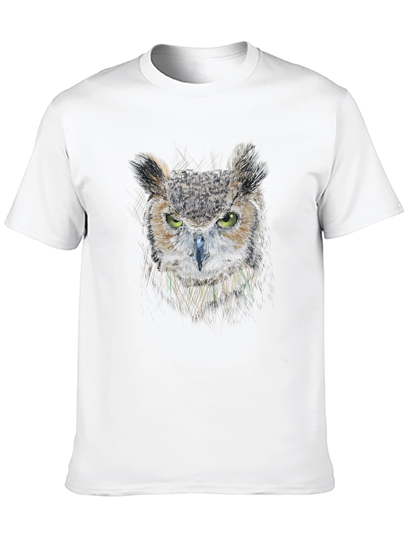 Mens Owl Graphic Print Crew Neck T-Shirt