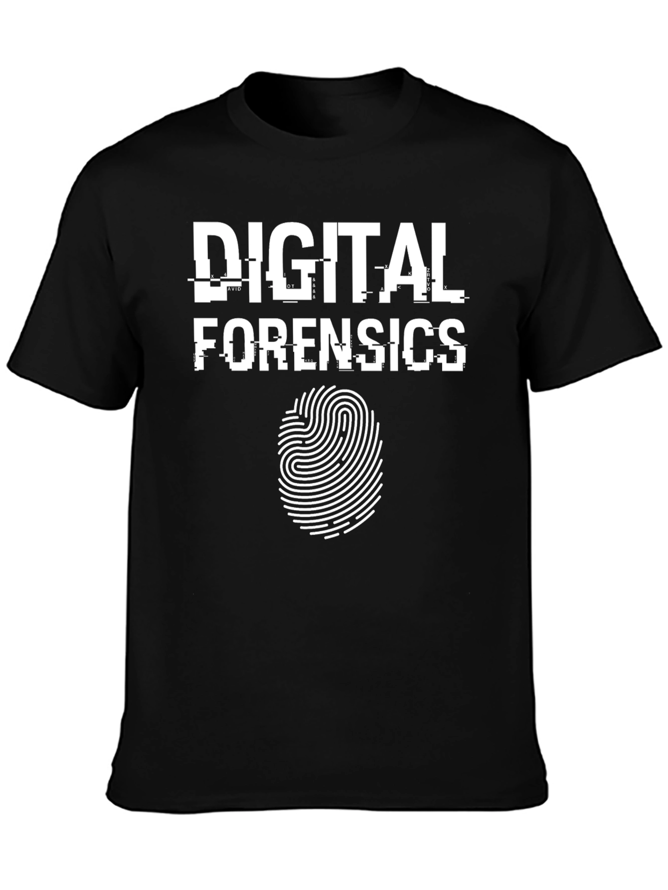 Digital Forensics T-Shirt - Black with Fingerprint Design