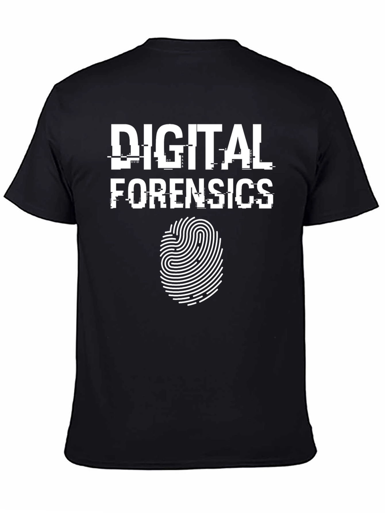 Digital Forensics T-Shirt - Black with Fingerprint Design